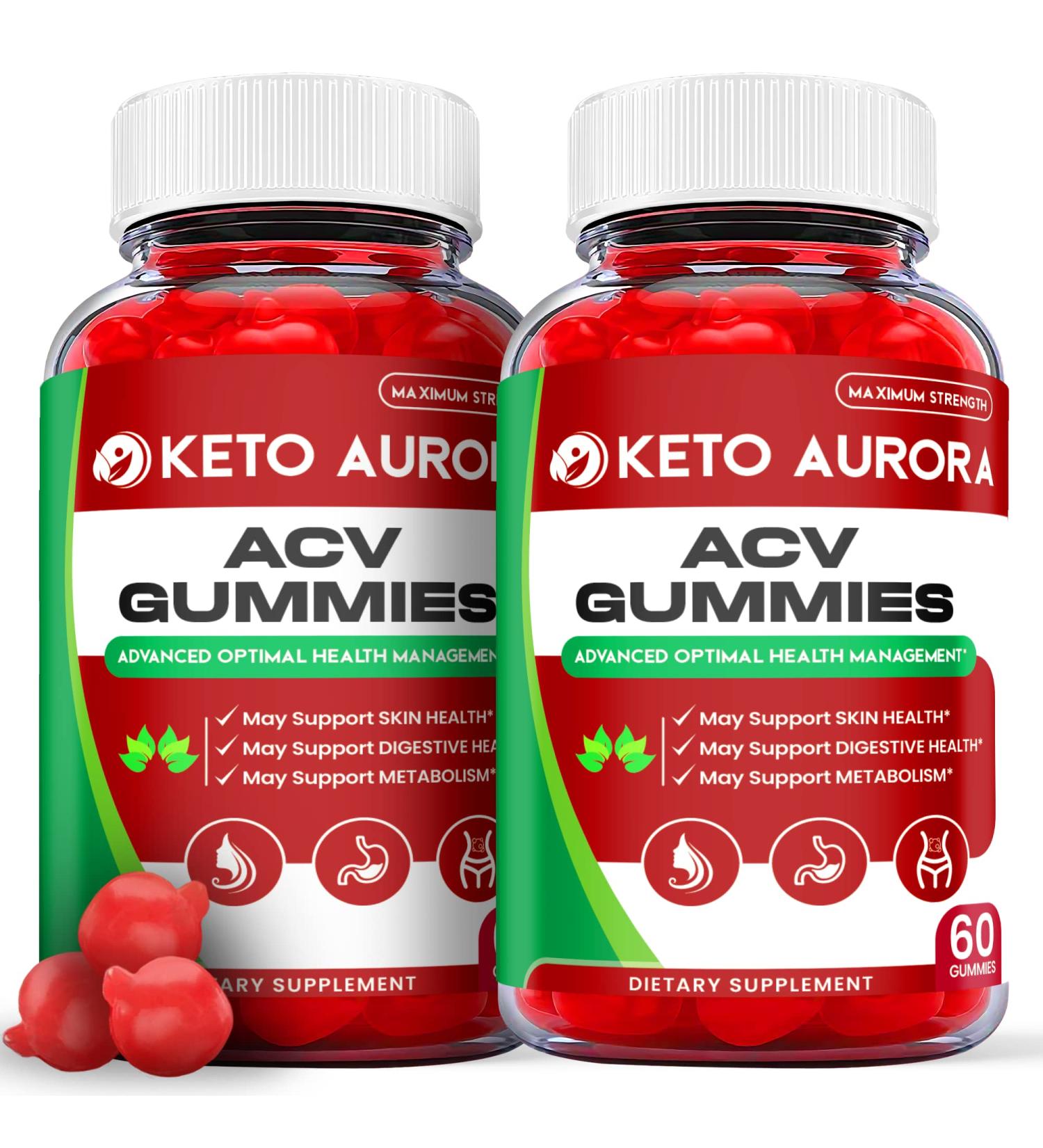 2 Pack Keto Aurora ACV Gummies - Vegan Formula for Weight Loss - Apple Cider Vinegar with Vitamin B12 (120 Gummies) - Buy Online on GoSupps.com