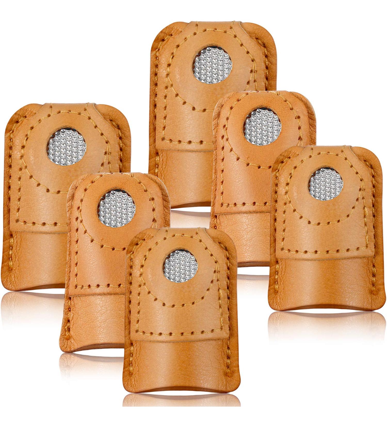 Willbond Sewing Thimble Finger Protectors - 6 Leather Coin Pads for Knitting, Quilting, Sewing - 3 Sizes - DIY Craft Accessories - Buy Online on GoSupps.com