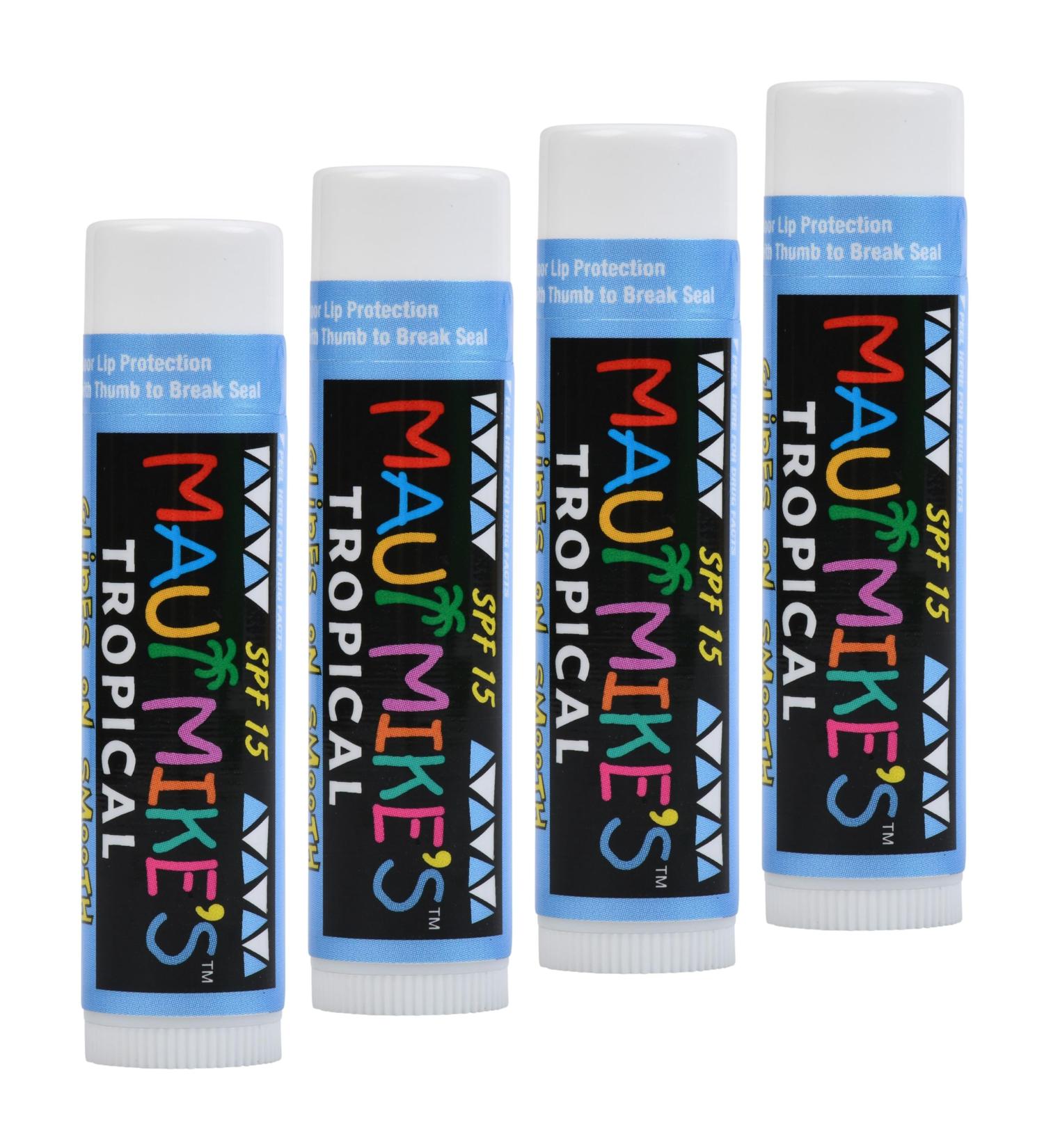 Maui Mike's Tropical SPF-15 Lip Balm. Best Tasting and Long Lasting for Chap Lips. Vitamine E Aloe Vera and Beeswax. - Buy Online on GoSupps.com