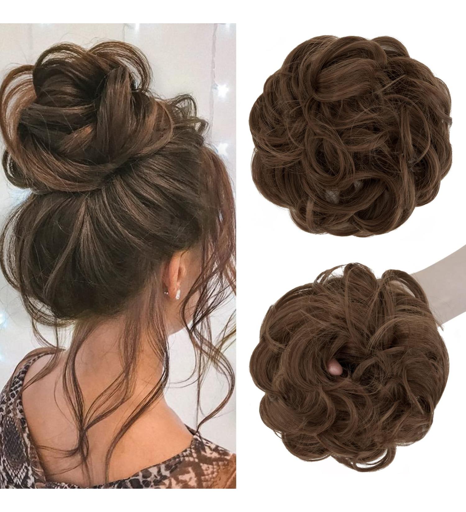 S-Noilite Curly Messy Bun Hair Scrunchie, Light Brown 12 - Women's Synthetic Ponytail Chignon Extension - Buy Online on GoSupps.com