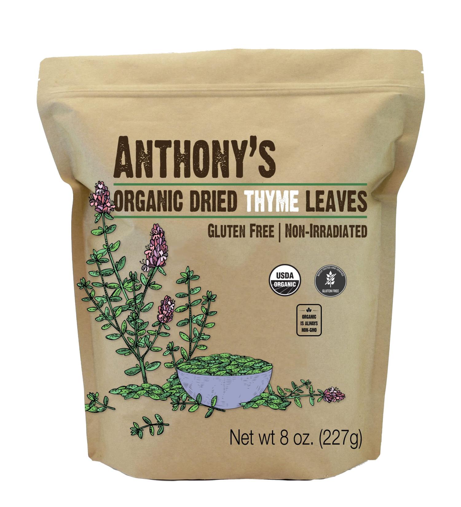 Anthony's Organic Dried Thyme Leaves 8 oz - Gluten Free, Non Irradiated, Non GMO - Buy Online on GoSupps.com