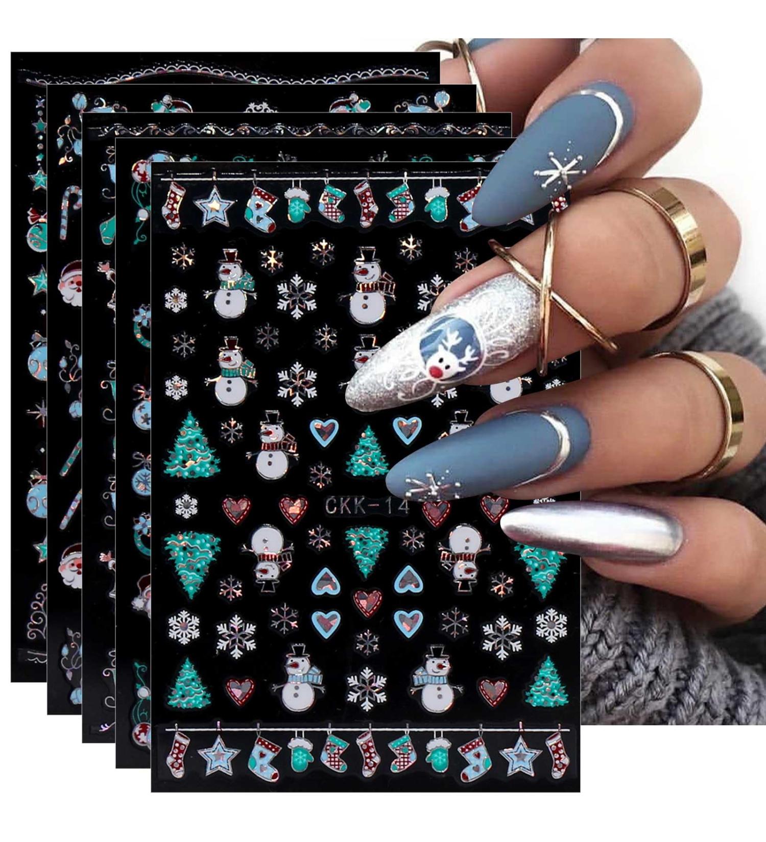 JMEOWIO 12 Sheets Christmas Nail Art Stickers Decals Self-Adhesive Pegatinas U as Snowflake Winter Holiday Nail Supplies Nail Art Design Decoration Accessories - Buy Online on GoSupps.com