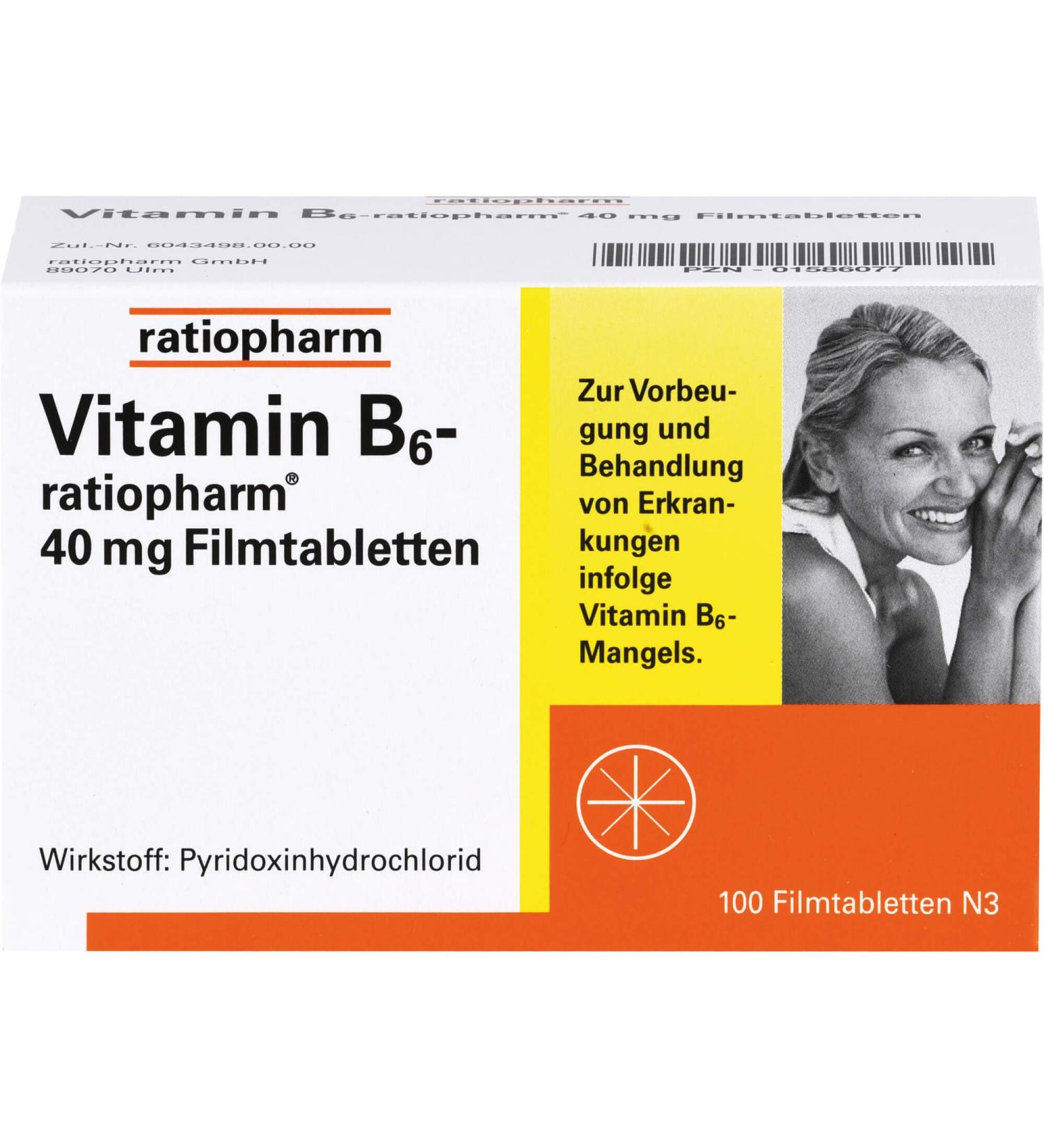 Buy Vitamin B6 Ratiopharm 40 mg - 100 Film-Coated Tablets | International Shipping Available - Buy Online on GoSupps.com