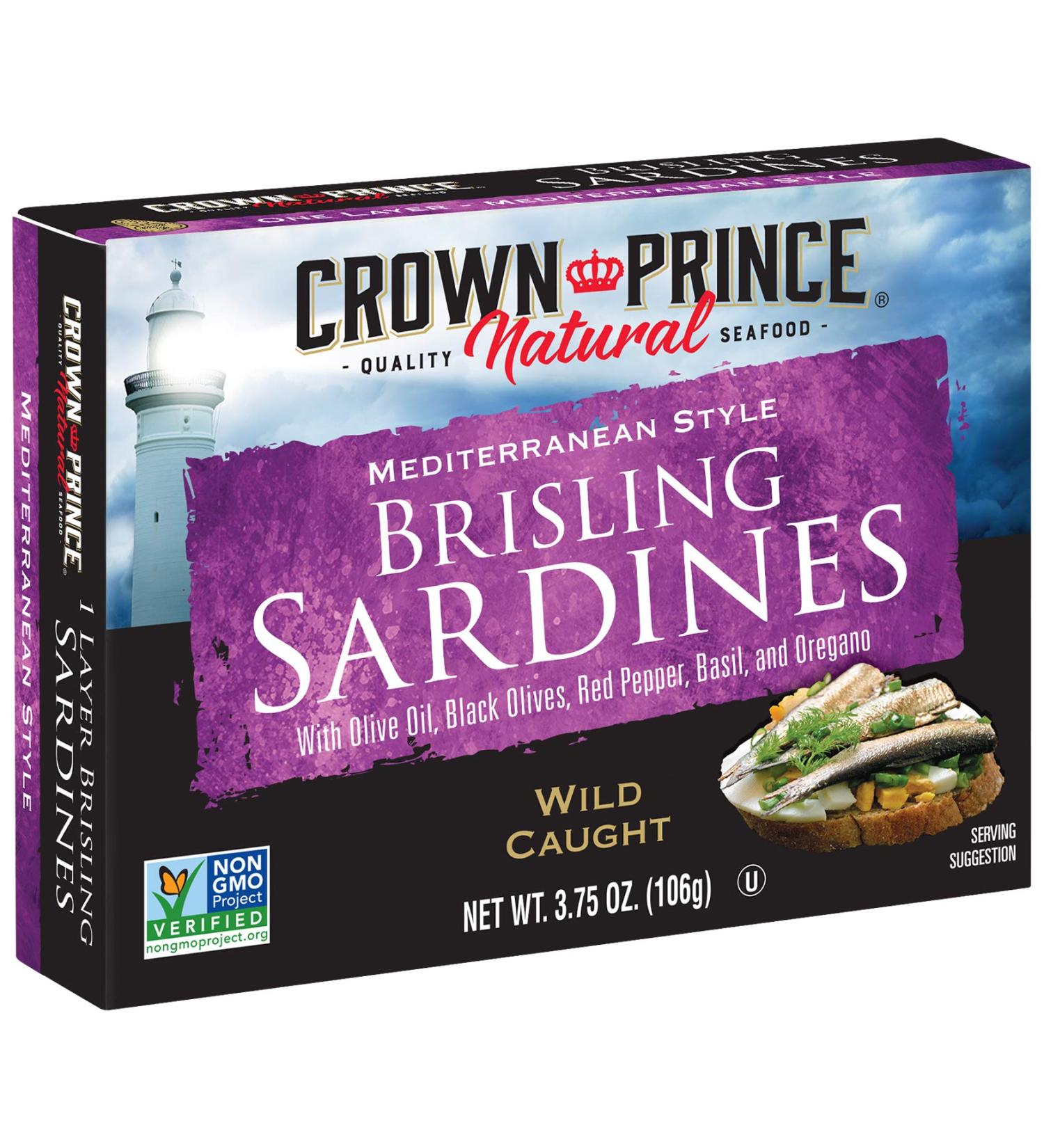 Crown Prince Natural Brisling Sardines - Mediterranean Style, 3.75 oz (Pack of 12) â€“ Premium Canned Fish - Buy Online on GoSupps.com