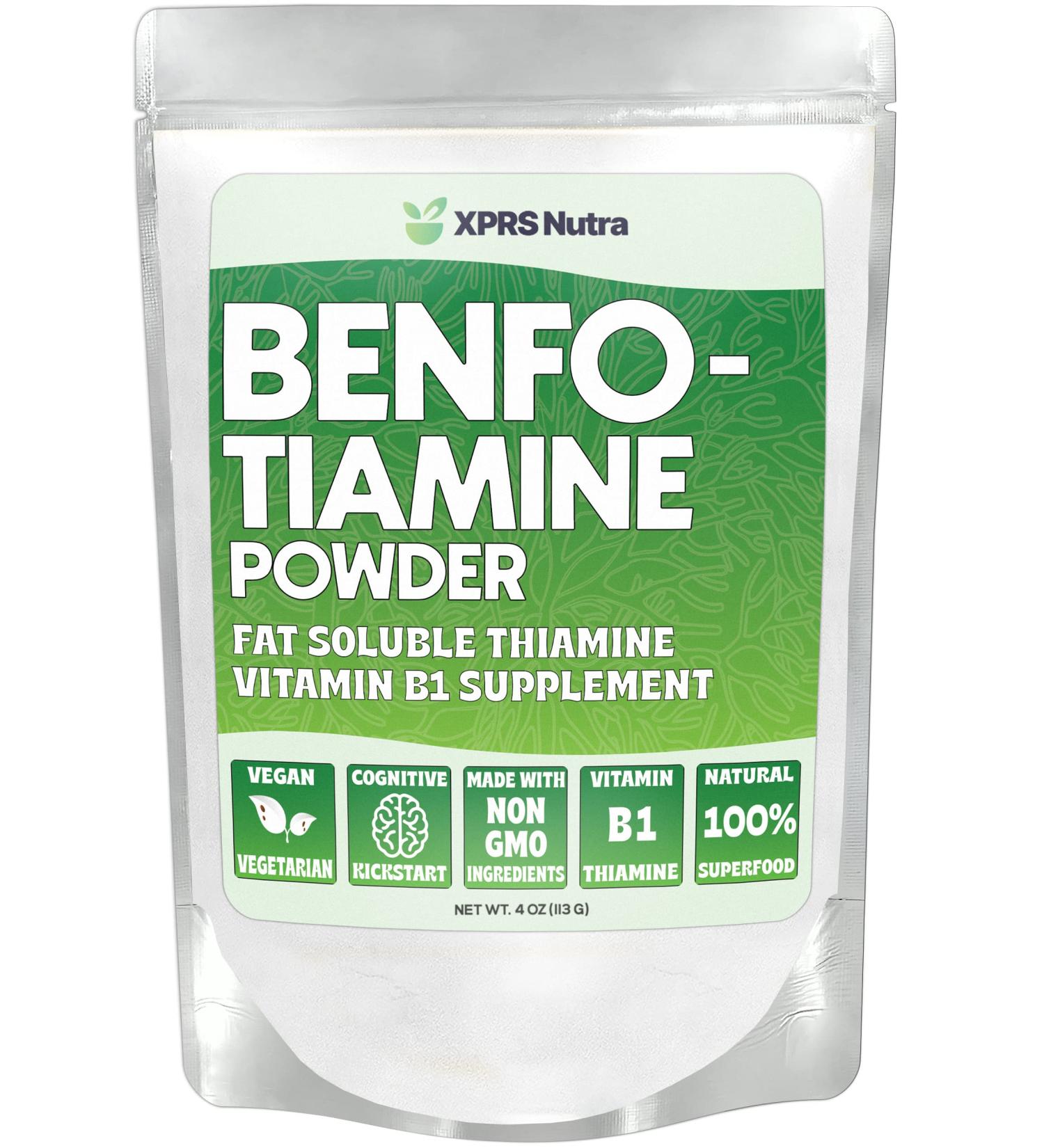 XPRS Nutra Benfotiamine Powder - Fat Soluble Thiamine Supplement for a Happy Heart - Potent Antioxidant - Vegan Friendly - 4 Ounce Pack - Buy Online on GoSupps.com