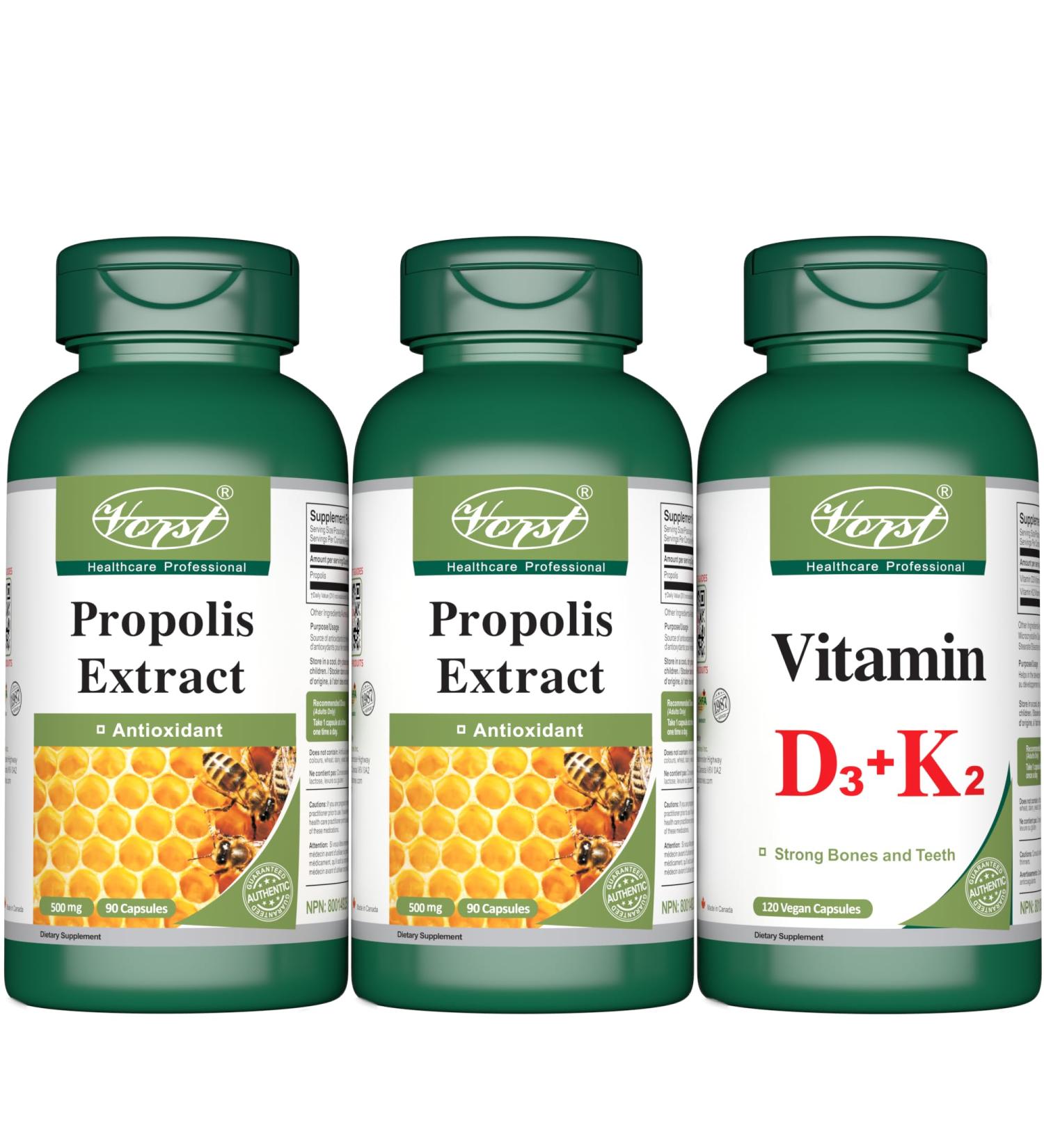VORST Bee Propolis Extract x 2 Bottles and D3 K2 x 1 Bottle - Buy Online on GoSupps.com