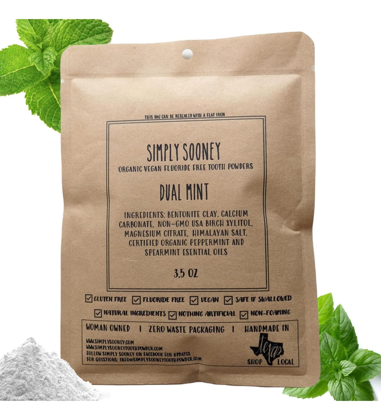 Zero Waste Organic Vegan Tooth Powder - 6 Month Supply Fluoride-Free Dual Mint Flavor Plastic-Free Shipping - Buy Online on GoSupps.com