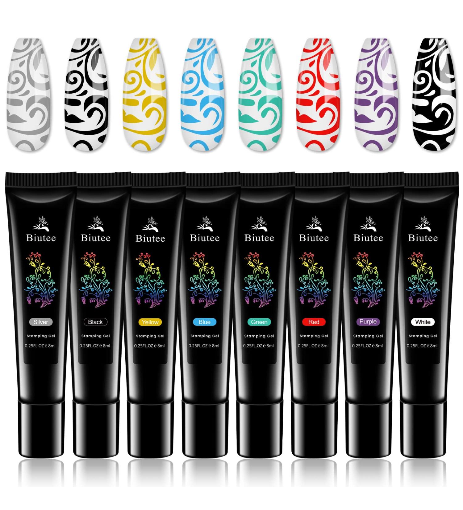 SEISSO Nail Stamping Polish Gel - 8 Colors for Stunning Nail Art | Black Red & Silver | Perfect for Nail Stamping Plate & Stamper (0.25 Fl Oz - Buy Online on GoSupps.com