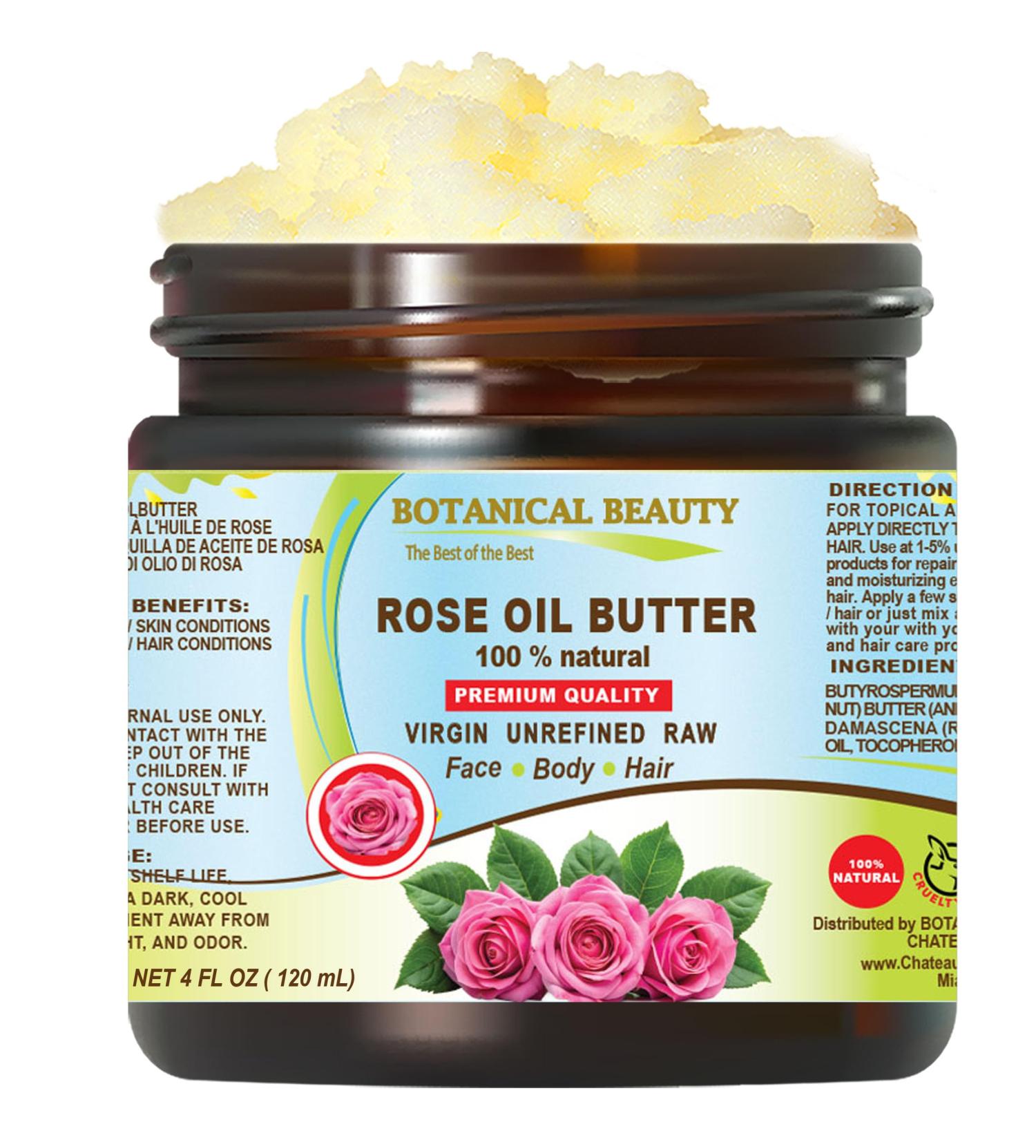 Botanical Beauty ROSE OIL BUTTER 100% Natural Rose Essential Oil in Shea Nut Butter for FACE SKIN BODY HAIR NAILS Beauty Skin Moisturizer Oil Butter Skin Nourishing (4 Fl Oz 120 ml) 4 Fl Oz (Pack of 1) - Buy Online on GoSupps.com