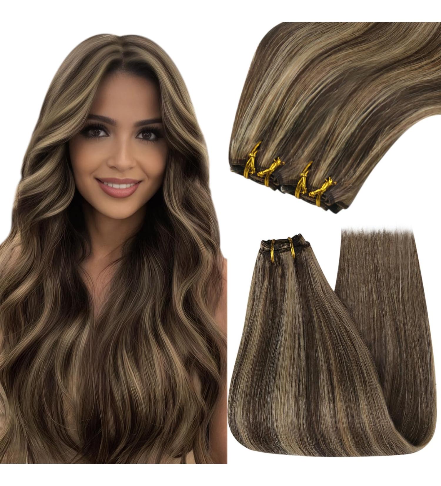 Youngsee 50cm Remy Hair Extensions - Dark Brown to Blonde Ombre Weft - 100g Real Hair Treats - Buy Online on GoSupps.com