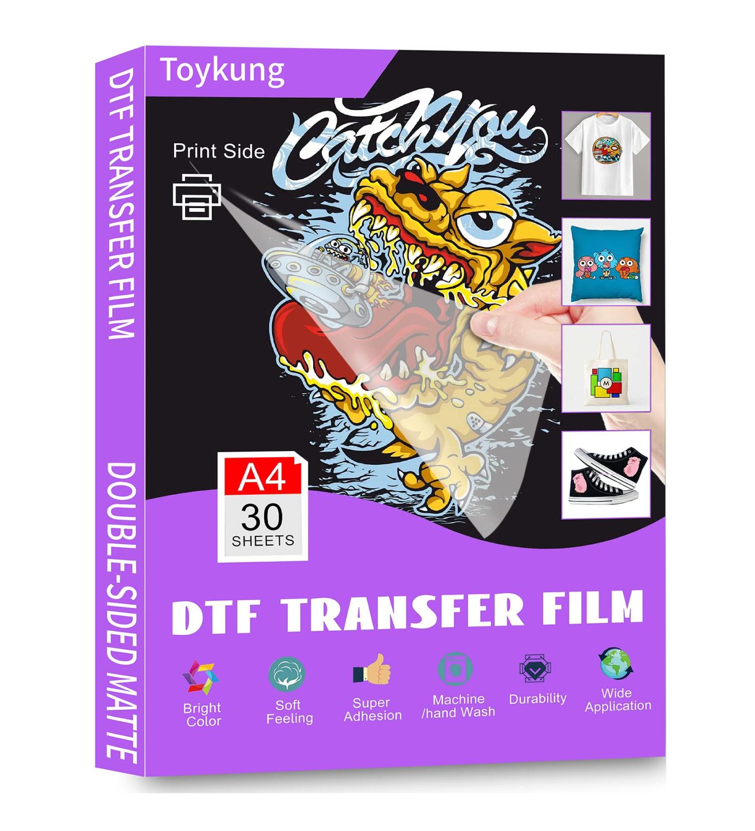 DTF Transfer Film 30 Sheets A4 Double-Side Matte PET Transfer Paper - Sublimation Pretreat DTF Film for T Shirts - Buy Online on GoSupps.com