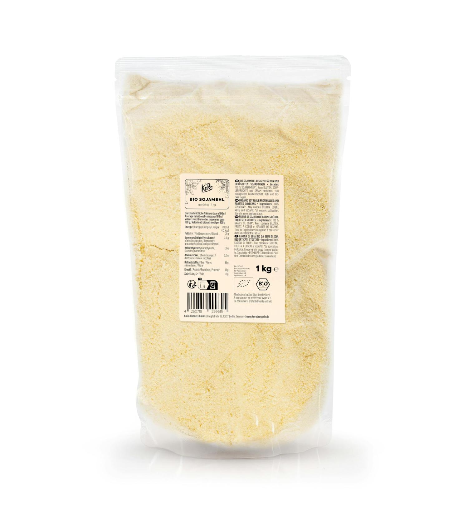 KoRo - Organic Soy Flour 1kg - Made from peeled and roasted soybeans - Suitable as flour binder and substitute for - Buy Online on GoSupps.com