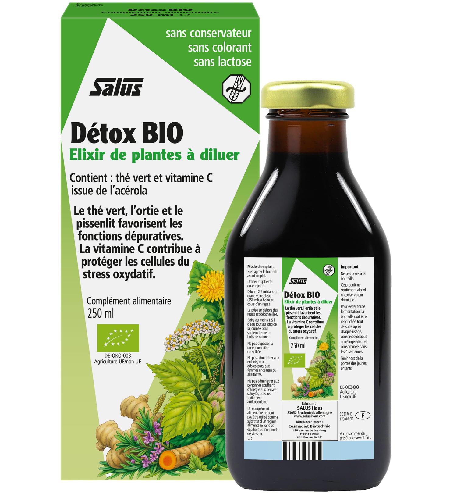 Salus Organic Detox - Liquid Formula - Toxin Removal* Drainage - Based on Green Tea Nettle and Acerola - 250 ml - Buy Online on GoSupps.com
