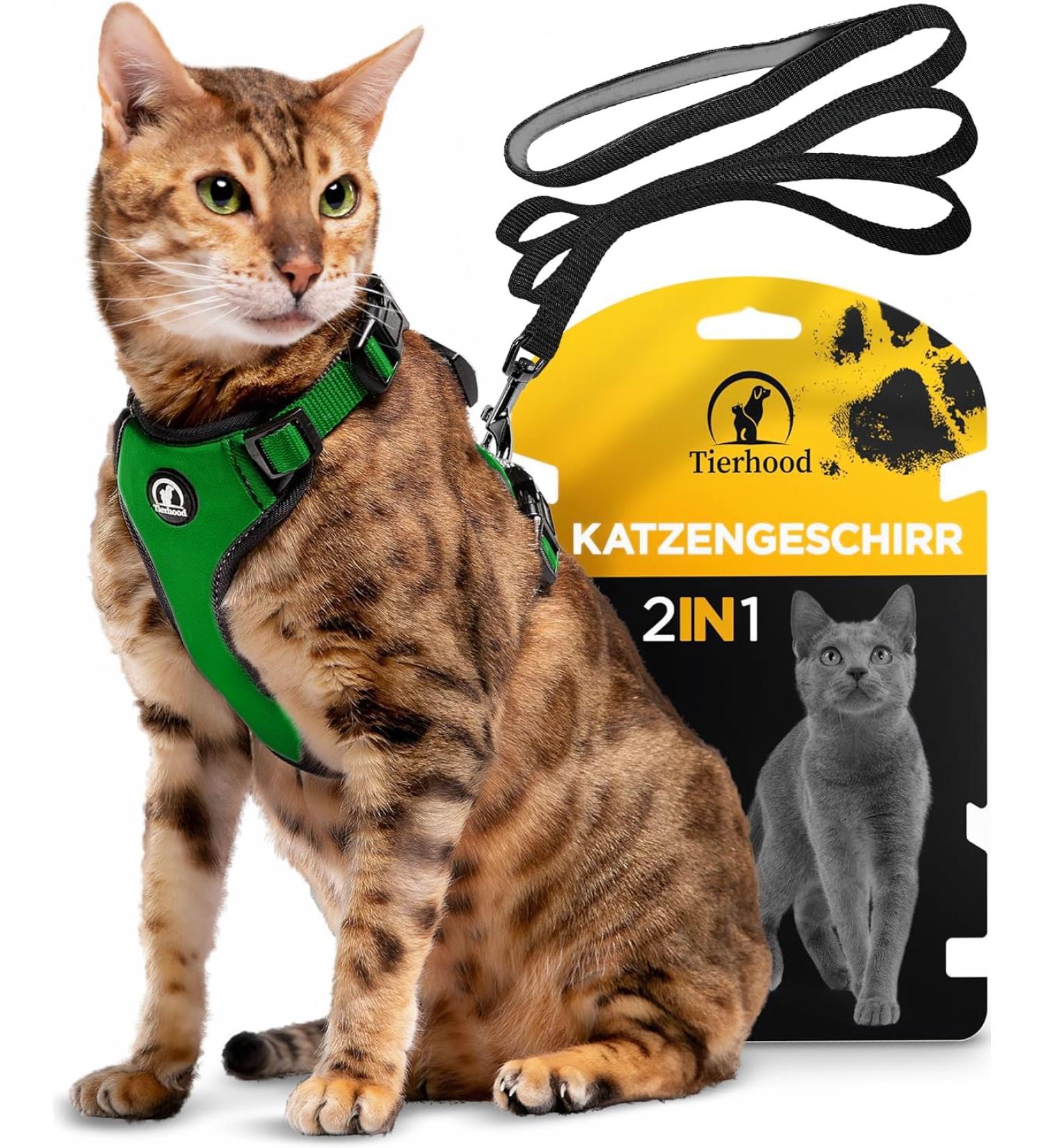 Tierhood Cat Harness with Lead - Green - Size M - Buy Online on GoSupps.com