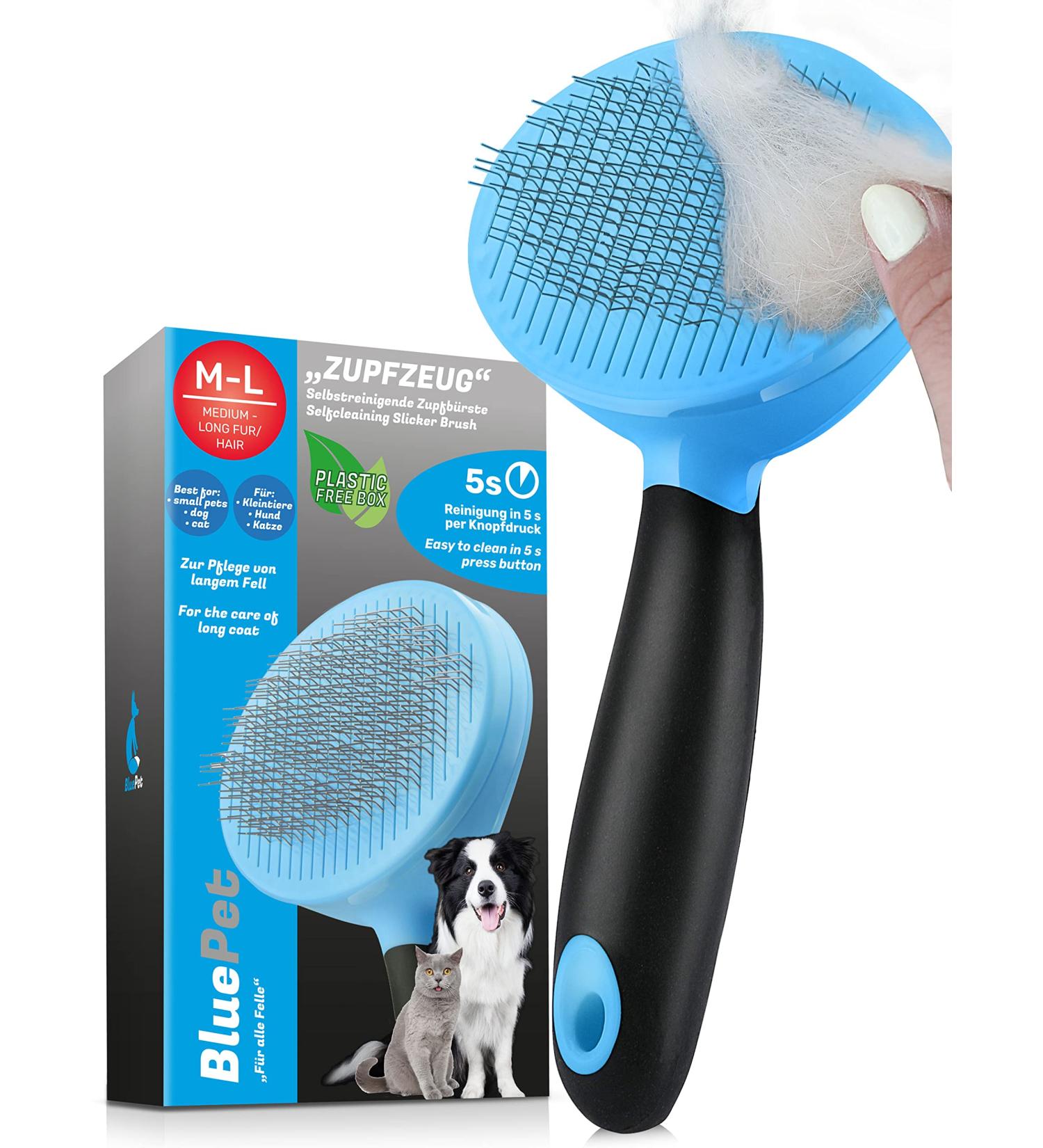 Bluepet Self-Cleaning Fiddling Brush for Cats & Dogs - Long-Haired Fur Care Tool for British Shorthairs - Best Plucking Brush for Pet Grooming - Buy Online on GoSupps.com