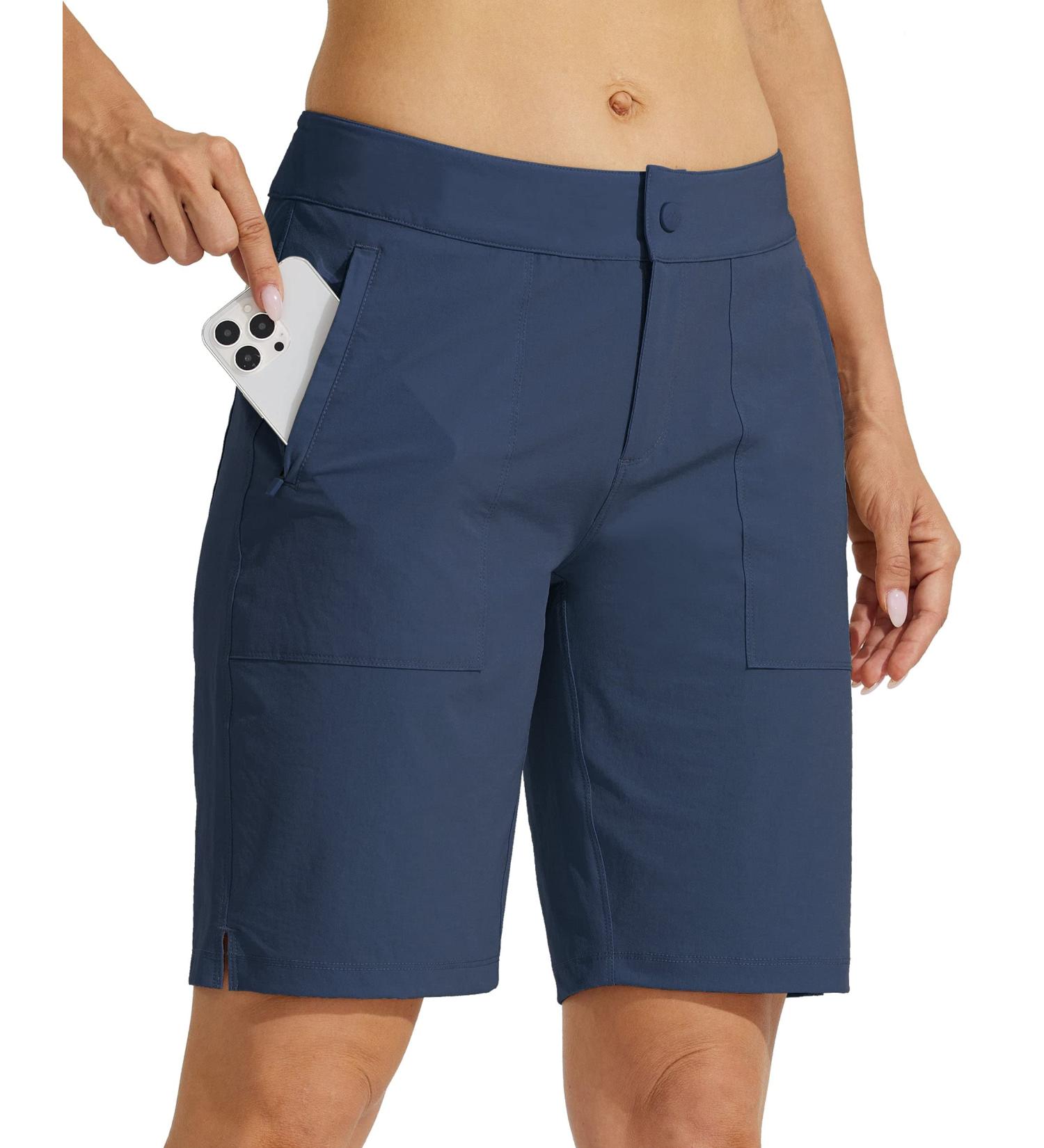 Willit Women's Golf Hiking Shorts 9 - Navy Blue 14 | Quick Dry Summer Athletic Shorts with Pockets - Buy Online on GoSupps.com