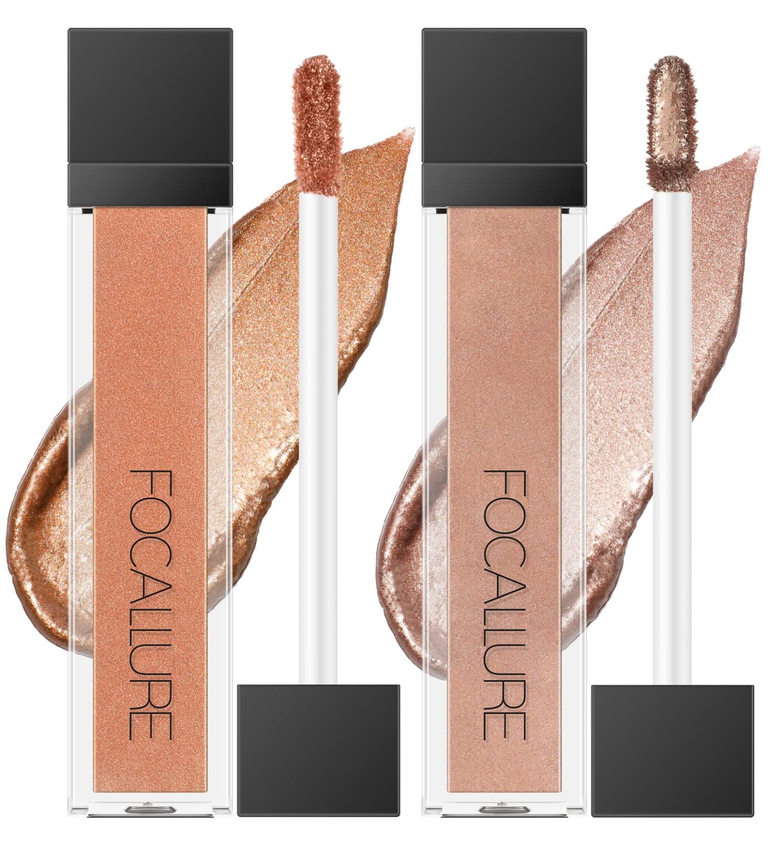 FOCALLURE 2PCS Liquid Glitter Eyeshadow Set - Long Lasting, Waterproof, High Pigmented Metallic Shimmer Eye Makeup - Buy Online on GoSupps.com