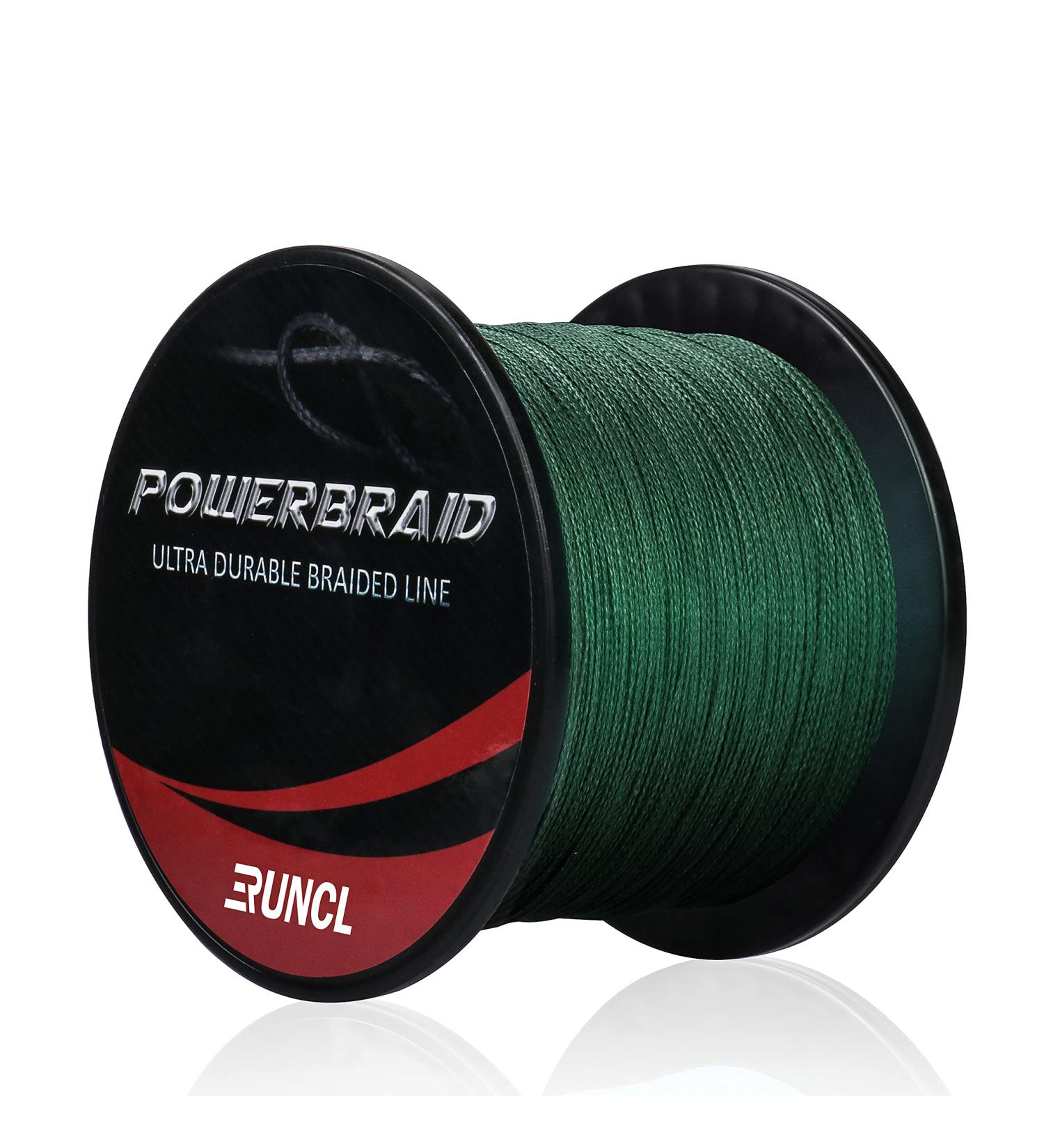 RUNCL PowerBraid 4/8/9 Strands Braided Fishing Line 300/500/1000Yds - Seamless Weaving & Enhanced Coating Tech - Zero Stretch, High Sensitivity - Smaller Diameter - Moss Green 15LB (6.8kg) - Buy Online on GoSupps.com