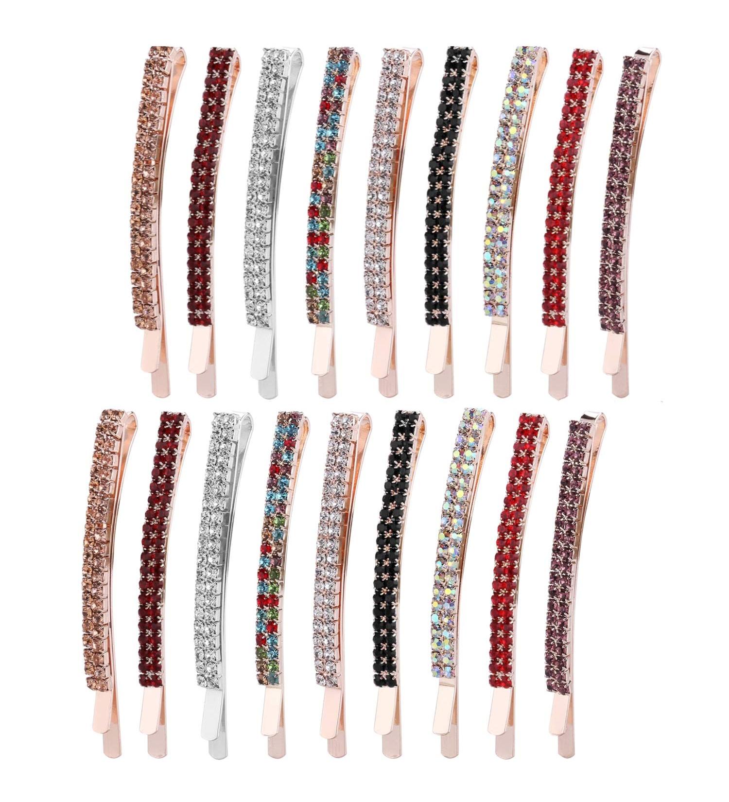 18-Piece Rhinestone Bobby Pins - Crystal Hair Clips for Women and Girls - Stylish Hair Barrettes in Multi Colors - Buy Online on GoSupps.com