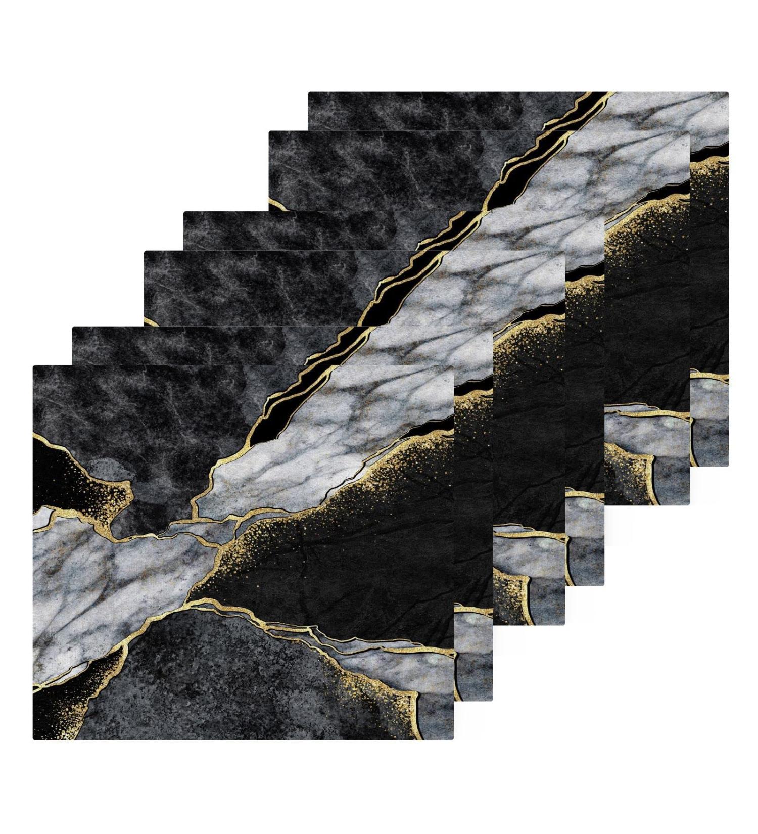 ALAZA 6-Pack Abstract Black Grey Gold Marble Wash Cloths - Soft & Absorbent Cotton Face Towels - Buy Online on GoSupps.com
