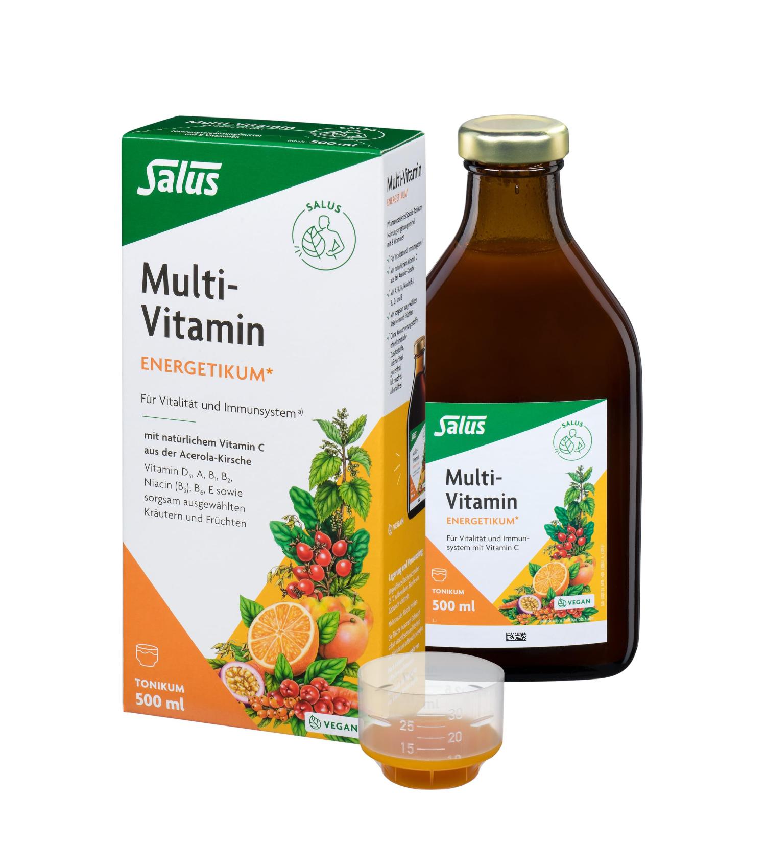 Salus Multi-Vitamin Energetikum (A) - 500ml Tonic with 8 Essential Vitamins | Vegan & Organic | International Shipping - Buy Online on GoSupps.com