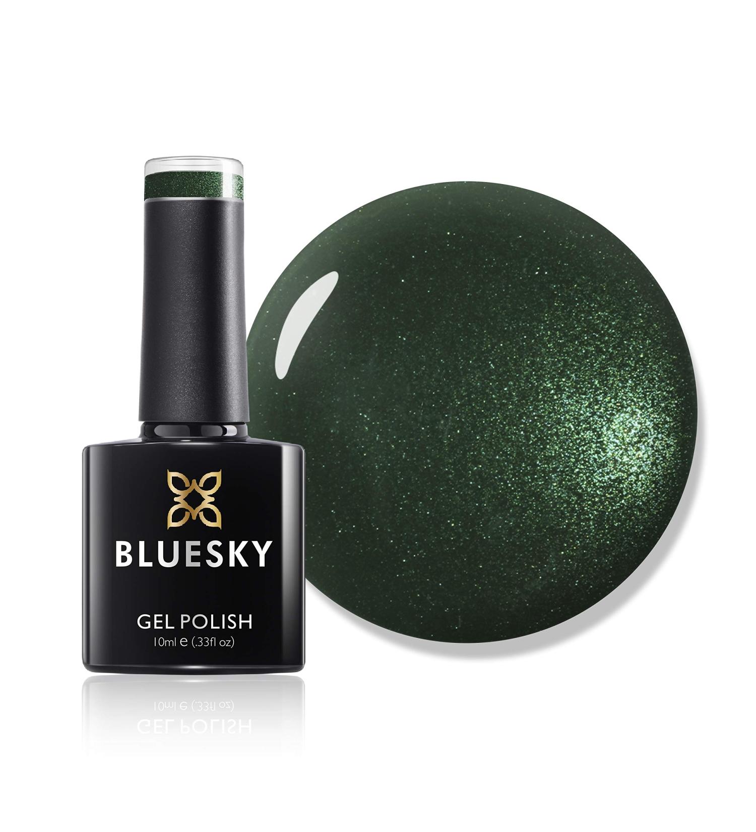 Bluesky Gel Nail Polish Forest Green 80574 Dark Glitter Green Pine Long Lasting Chip Resistant 10 ml (Requires Drying Under UV LED Lamp) - Buy Online on GoSupps.com