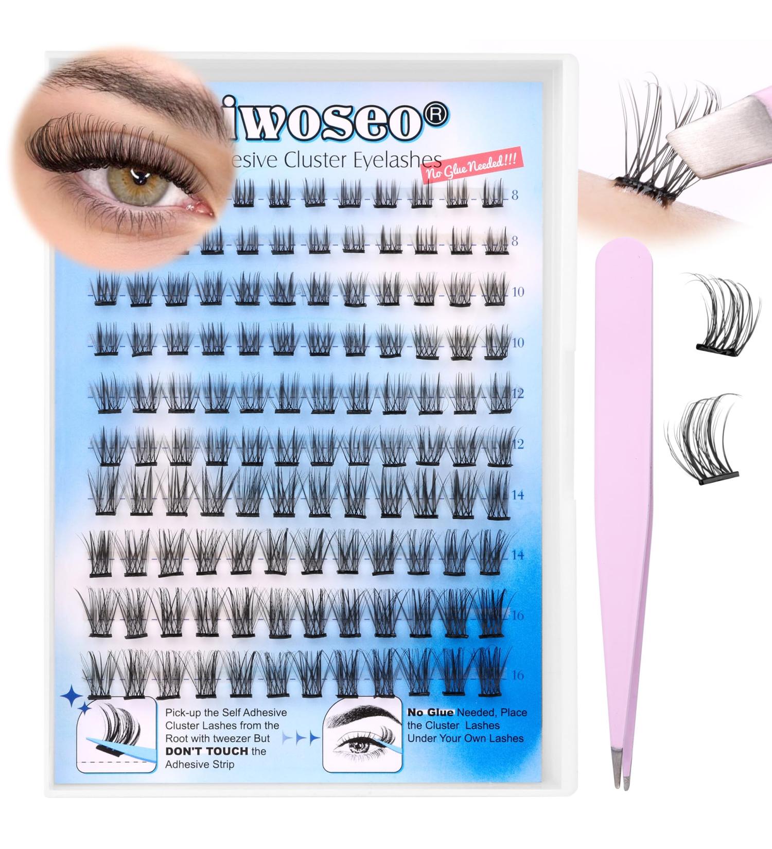 Self Adhesive Eyelashes - No Glue Needed, Natural Look Cluster Lashes (120pcs, 8-16MM) - Reusable & Beginner-Friendly - Buy Online on GoSupps.com