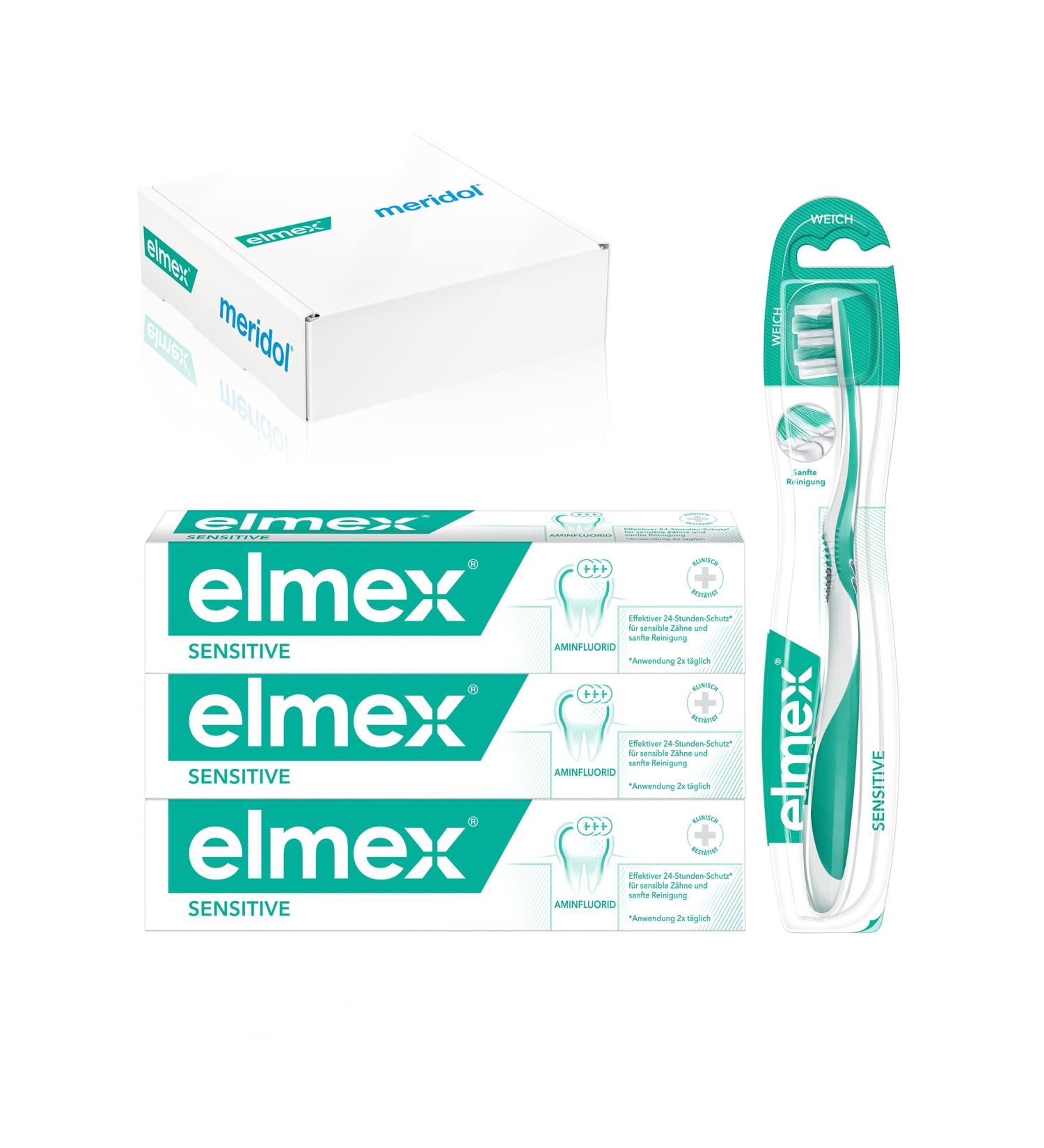Elmex Sensitive Set - Protects Sensitive Teeth | Toothpaste & Toothbrush | 3 x 75ml - Buy Online on GoSupps.com