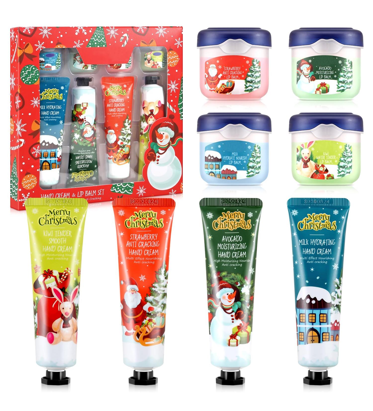 Boobeen 8 Pack 4 Cr me pour les mains et 4 Baume l vres Lotion pour les mains pour les femmes Baume l vres Nourrissant et hydratant Soin des l vres et des mains Lot de 8 - Buy Online on GoSupps.com