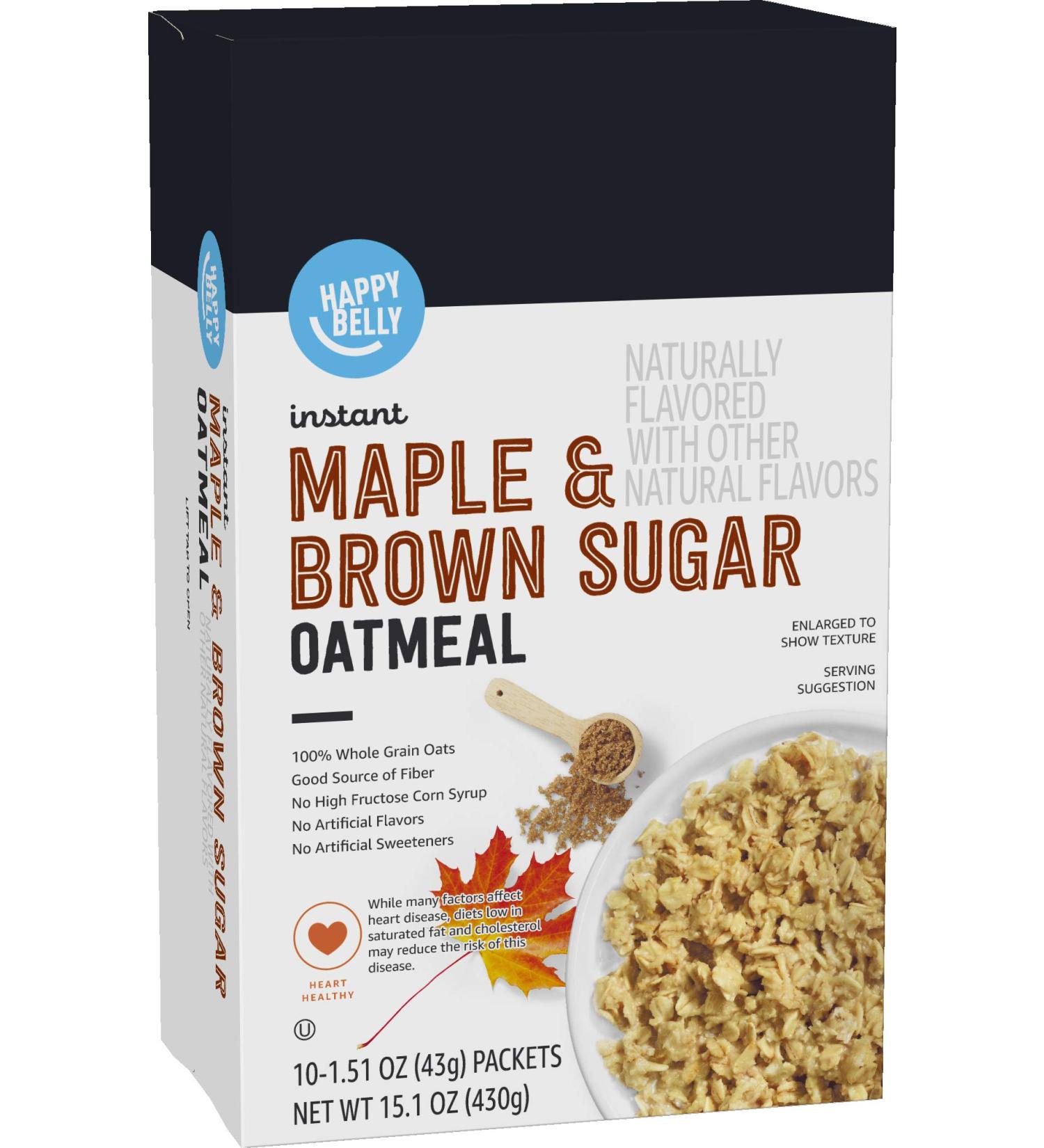 Happy Belly Instant Oatmeal Maple & Brown Sugar - 10 Ct (Pack of 6) | Quick Breakfast - Buy Online on GoSupps.com