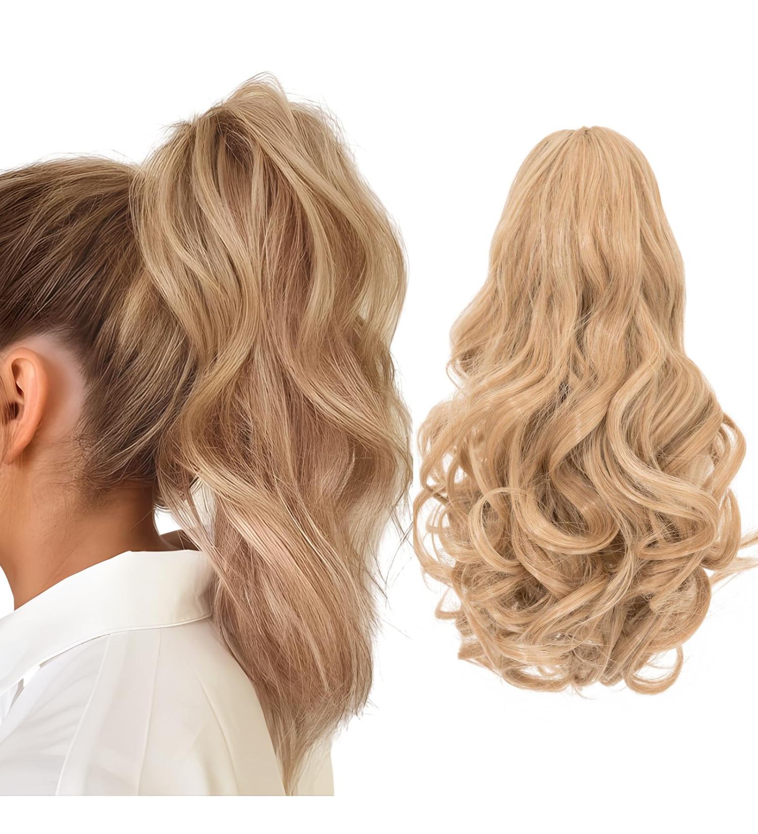 Silk-co 11 Short Curly Ponytail Extension in Medium Blonde - 11 Inch Length | Clip-in Hair Extension for Women - Buy Online on GoSupps.com