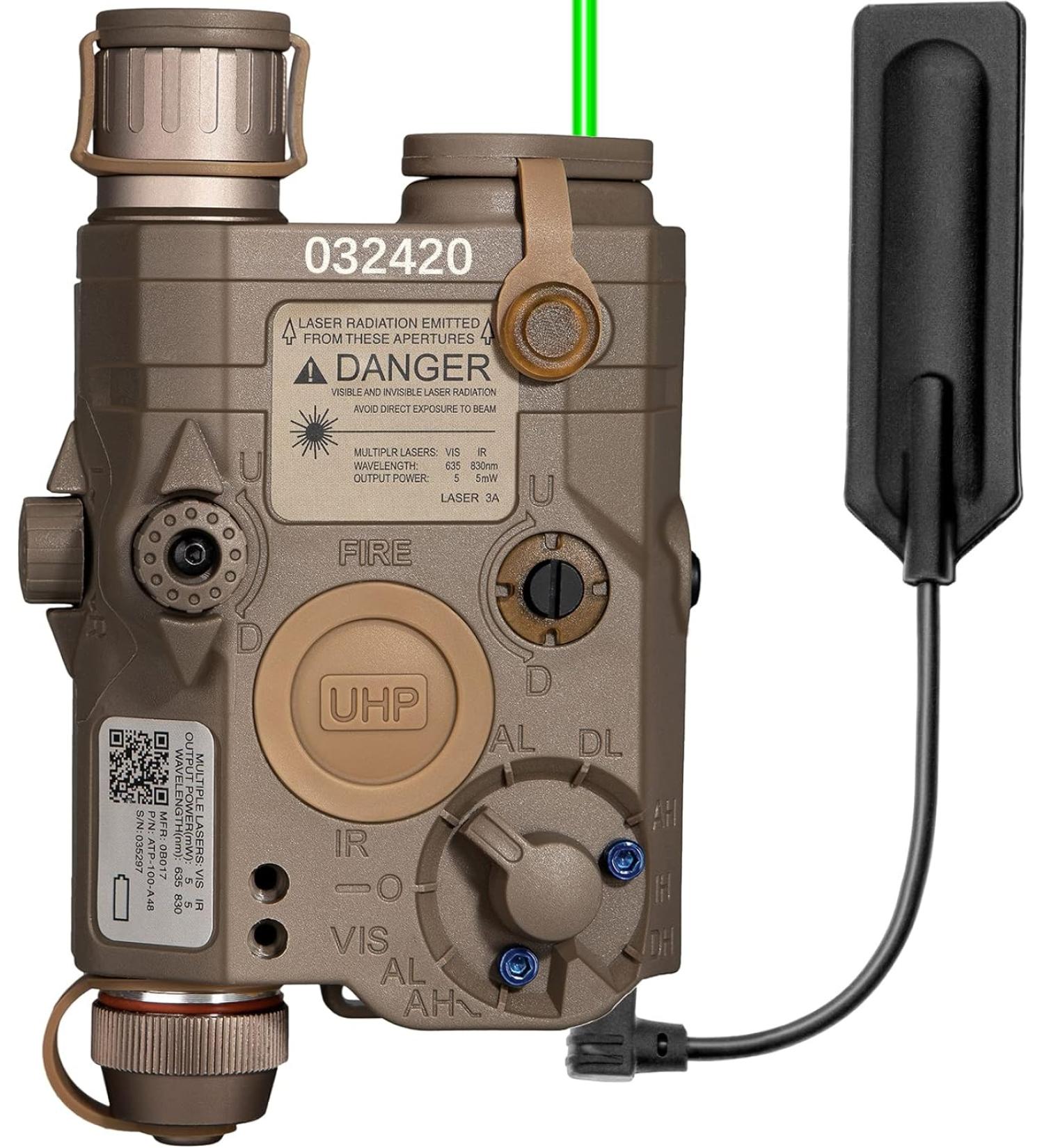 ACTIONUNION Airsoft PEQ-15 Pro IR Laser + UHP Green Laser + White LED Flashlight - Tan | High-Quality Tactical Combo - Buy Online on GoSupps.com