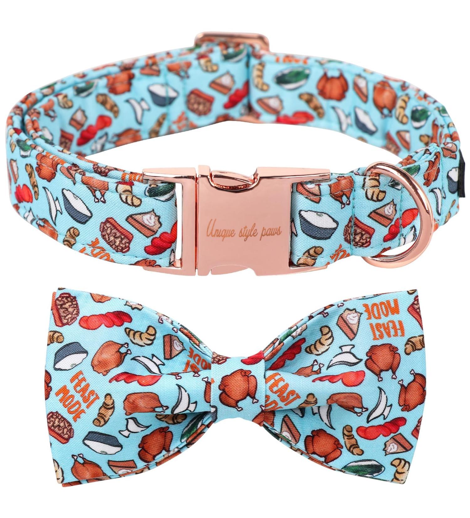 Unique Style Paws Flying Dog Collar - Comfortable Cotton XL Collar for Girls Dogs - Perfect for Thanksgiving Turkey Party - Adjustable 16-26in with Metal Buckle - Buy Online on GoSupps.com