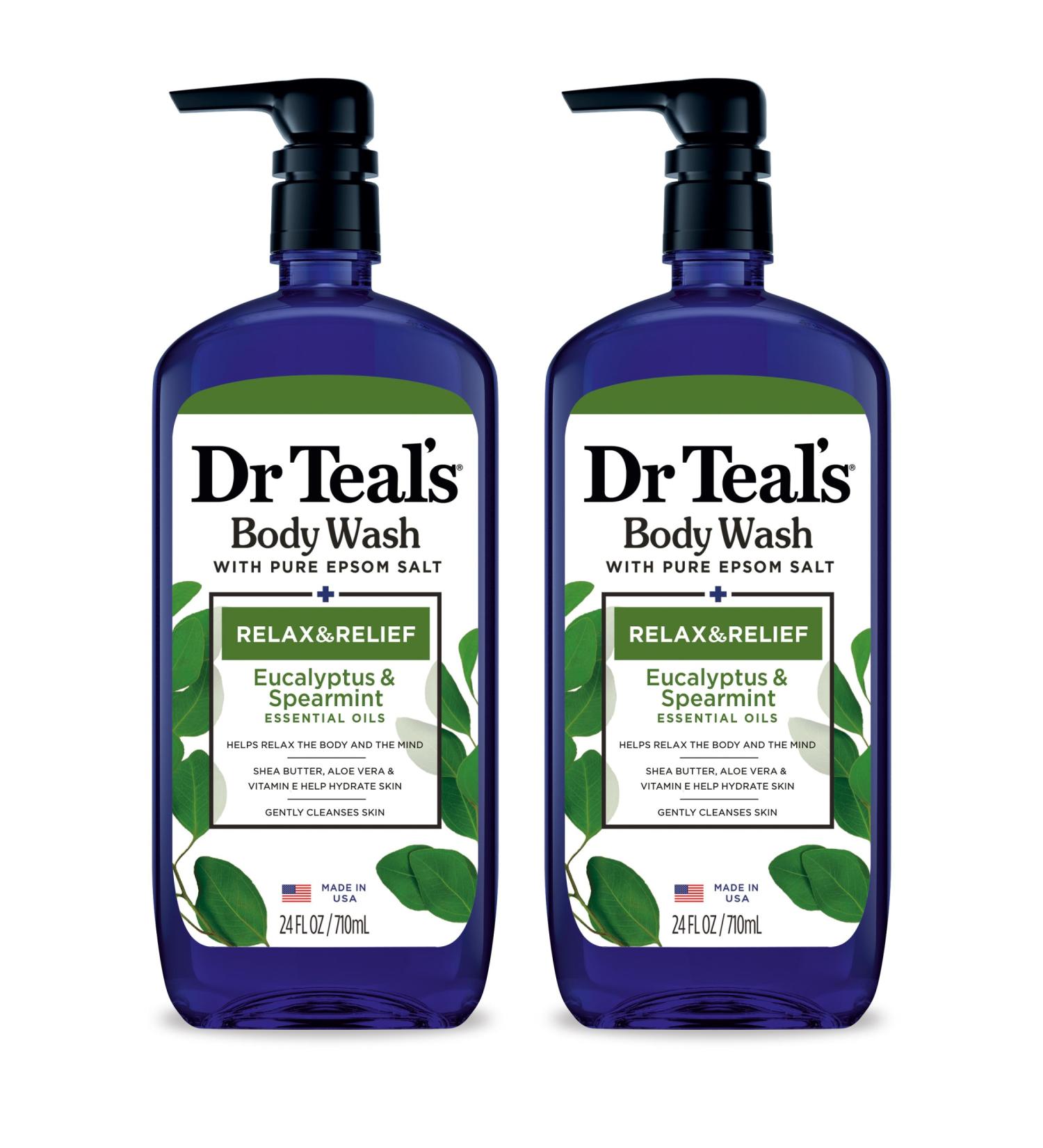 Dr Teal's Body Wash with Pure Epsom Salt Relax & Relief with Eucalyptus & Spearmint 24 fl oz (Pack of 2) 24 Fl Oz (Pack of 2) Eucalyptus & Spearmint - Buy Online on GoSupps.com