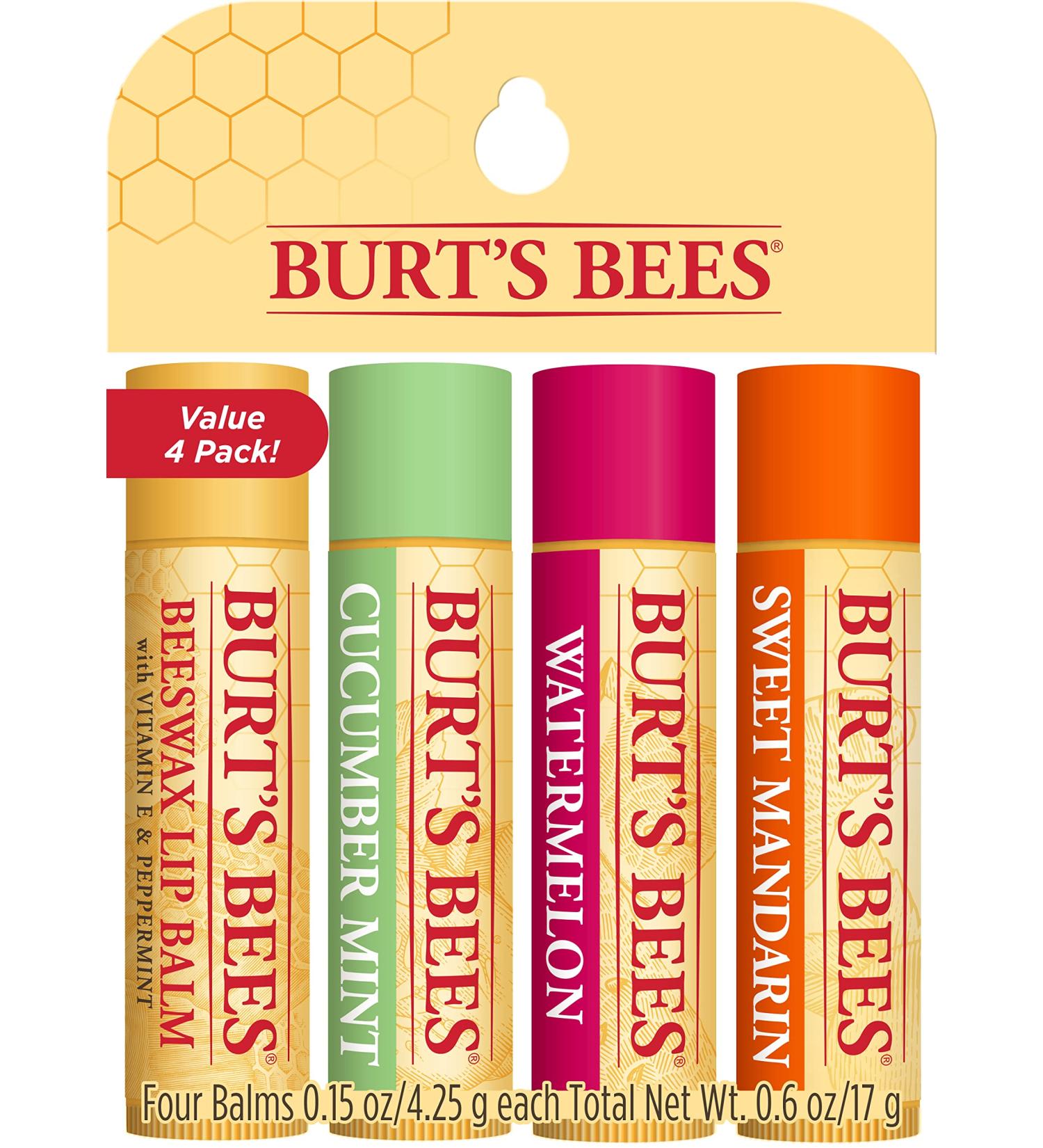 Burt's Bees Moisturizing Lip Balm 4-Pack - Freshly Picked | 0.15 oz Each - Buy Online on GoSupps.com