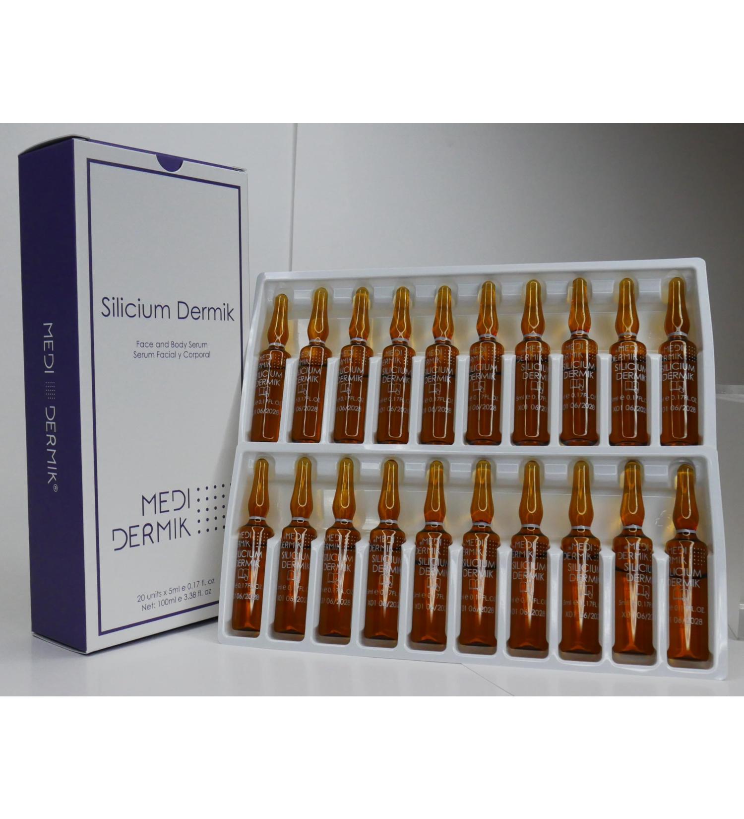 MEDIDERMIK SILICIUM. It works in saggy and damaged skin. Increases elasticity. Aestheticians' favorite liquid ampoules. 20 ampoules 20x5ml/20x0 17fl.oz. - Buy Online on GoSupps.com