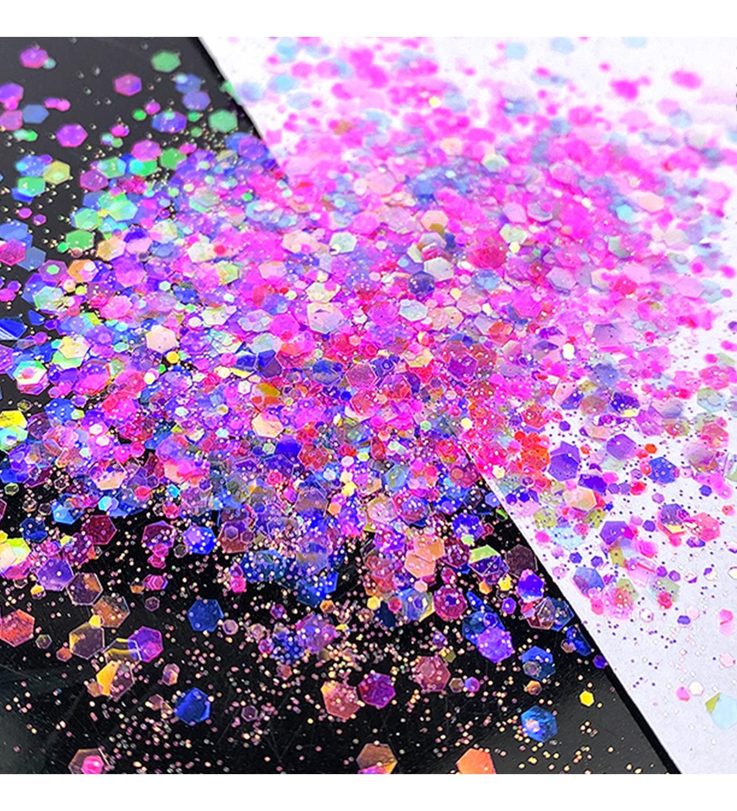 Buy 12 Color Holographic Cosmetic Glitter for Nail Body Face & Hair Decoration - Colorful Purple - International Shipping Available - Buy Online on GoSupps.com