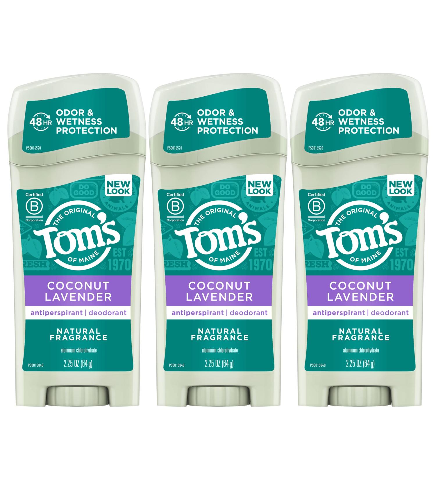 Tom's of Maine Women's Coconut Lavender Antiperspirant Deodorant 2.25 oz 3-Pack - Buy Online on GoSupps.com