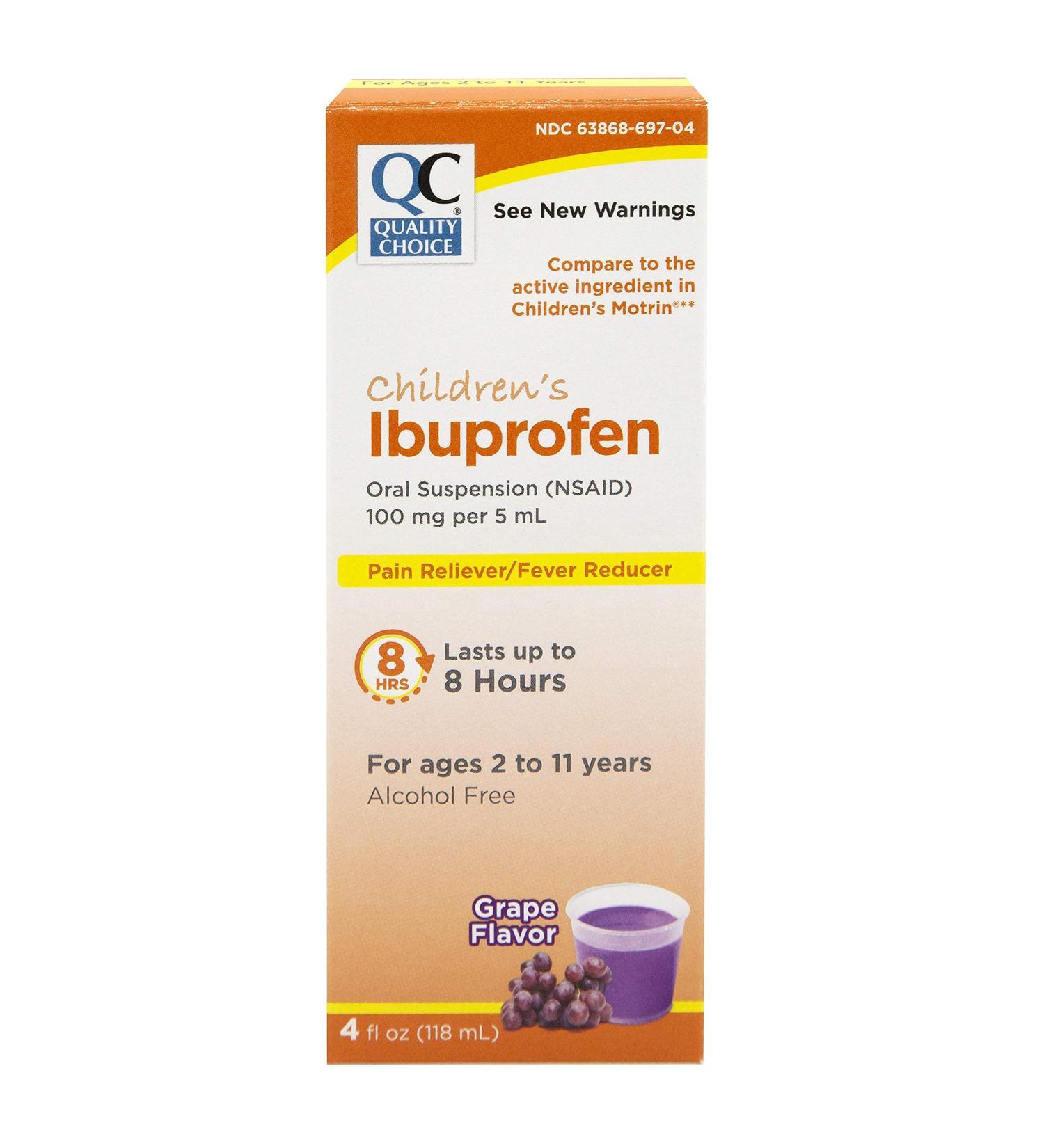 Buy Quality Choice Children's Ibuprofen 100mg Oral Suspension - Grape Flavor for Pain & Fever Relief | 4 FL OZ - Fast International Shipping - Buy Online on GoSupps.com