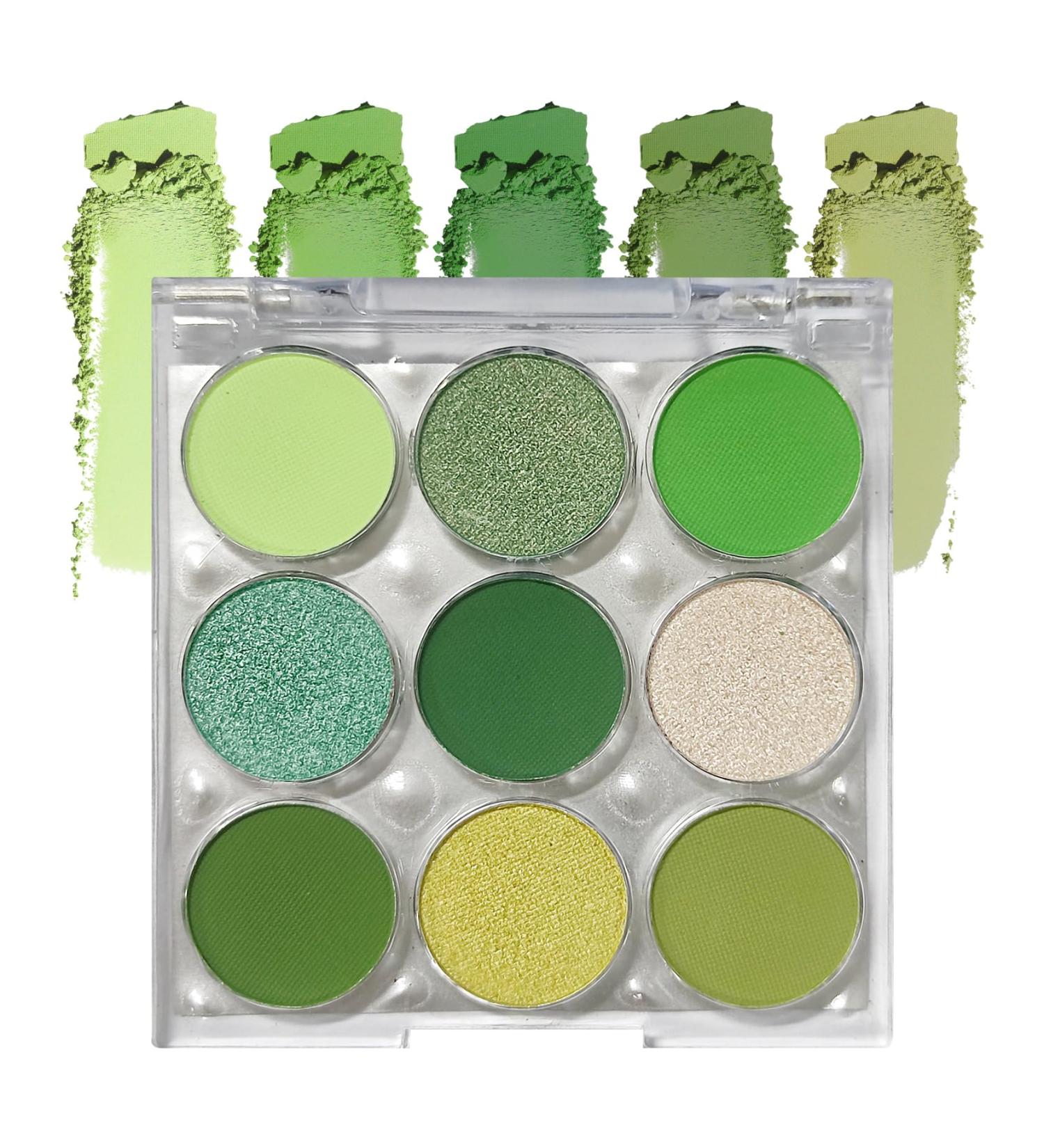 Green Glitter Eyeshadow Palette 9 Colors Matte Waterproof Eyeshadow Makeup Pallete Blendabale Long Lasting Highly Pigmented Shimmer Eye Shadow Palette Green Christmas Party Halloween Daily Makeup - Buy Online on GoSupps.com