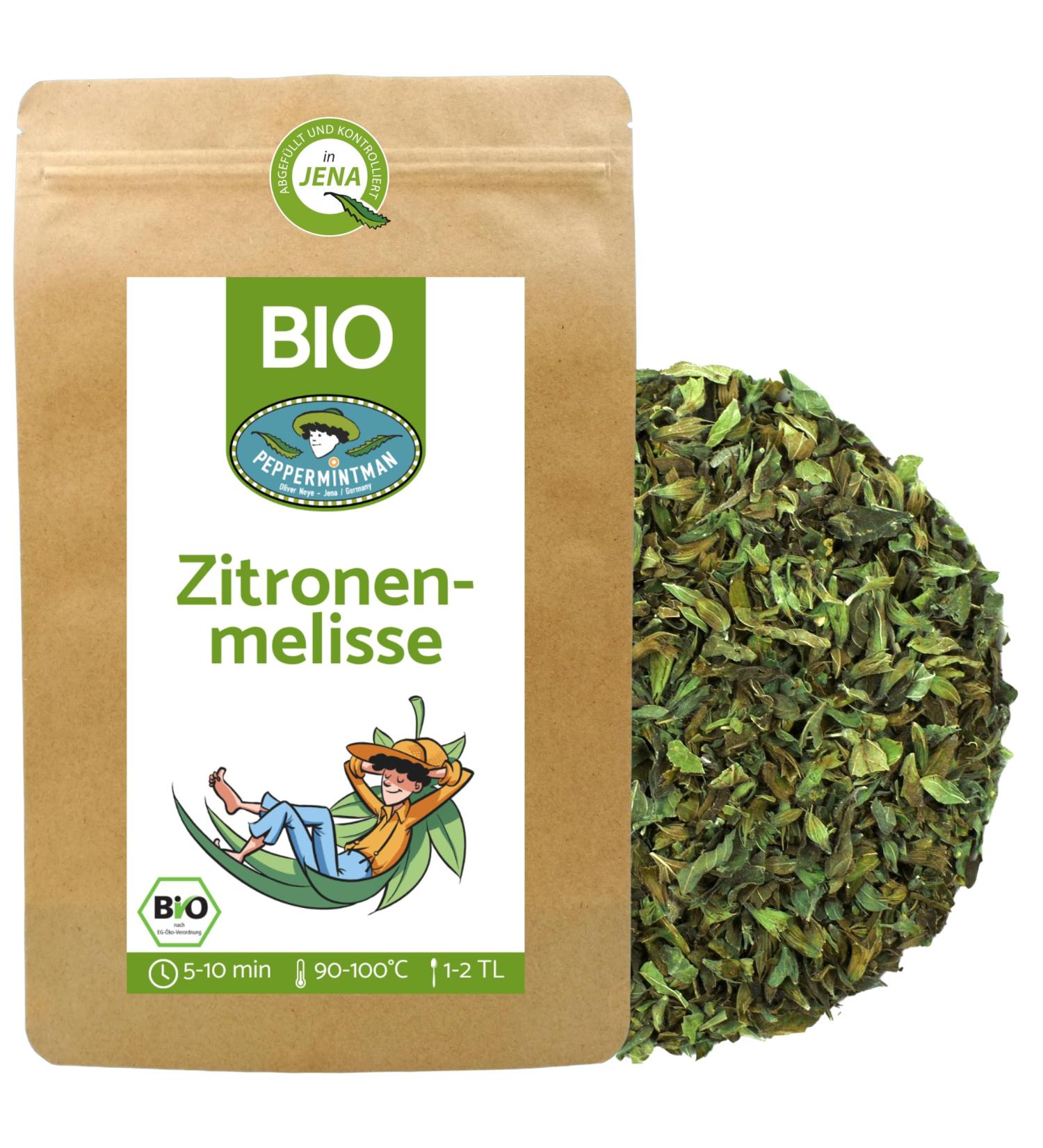  PEPPERMINTMAN Organic lemon balm 200g - Lemon balm tea - European cultivation by a family business - Bulk and dried - Melissa officinalis - PEPPERMINTMAN - Buy Online on GoSupps.com