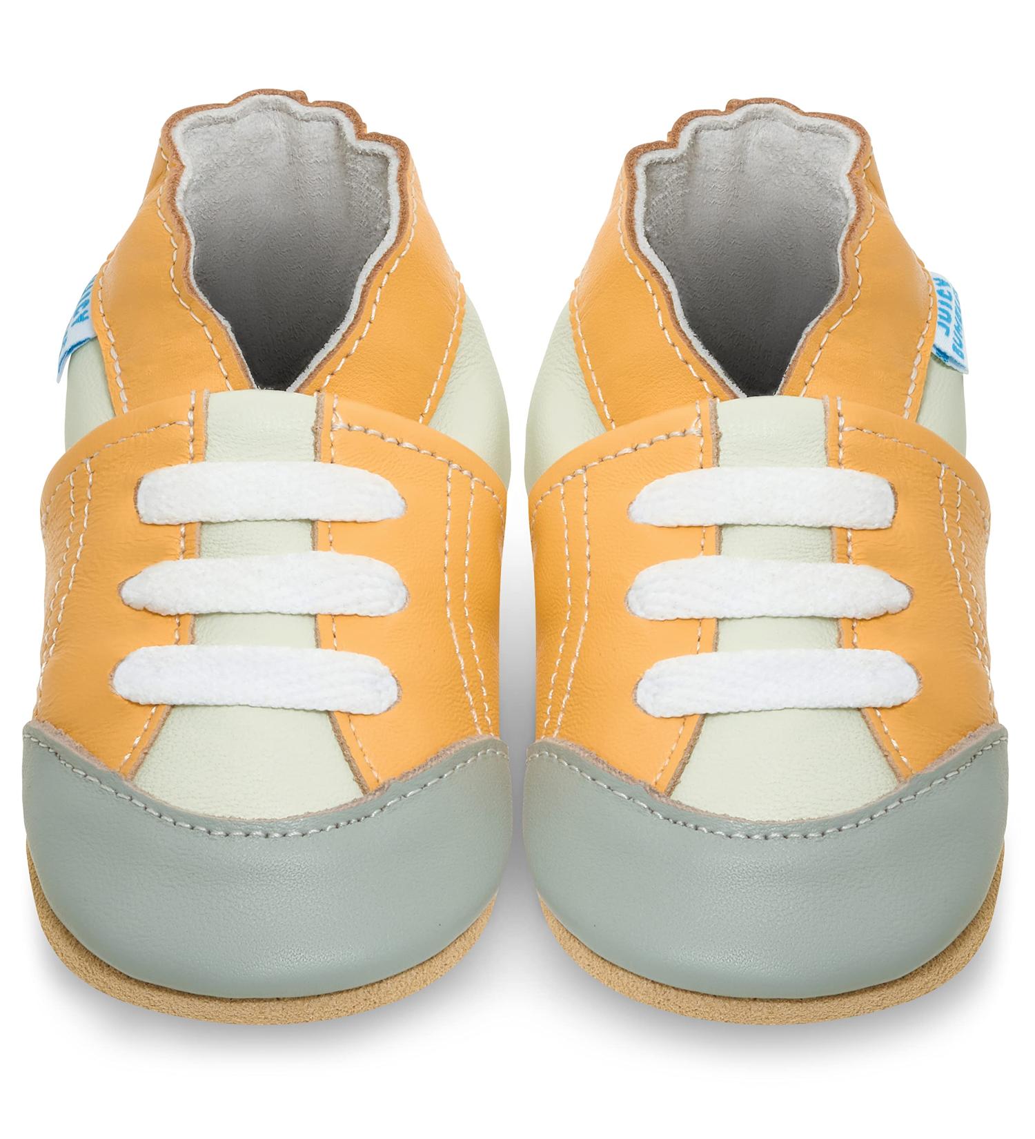 Yellow Leather Baby Walking Shoes | Soft Sole Baby Girl Boy Toddler Shoes 6-12 Months - Buy Online on GoSupps.com