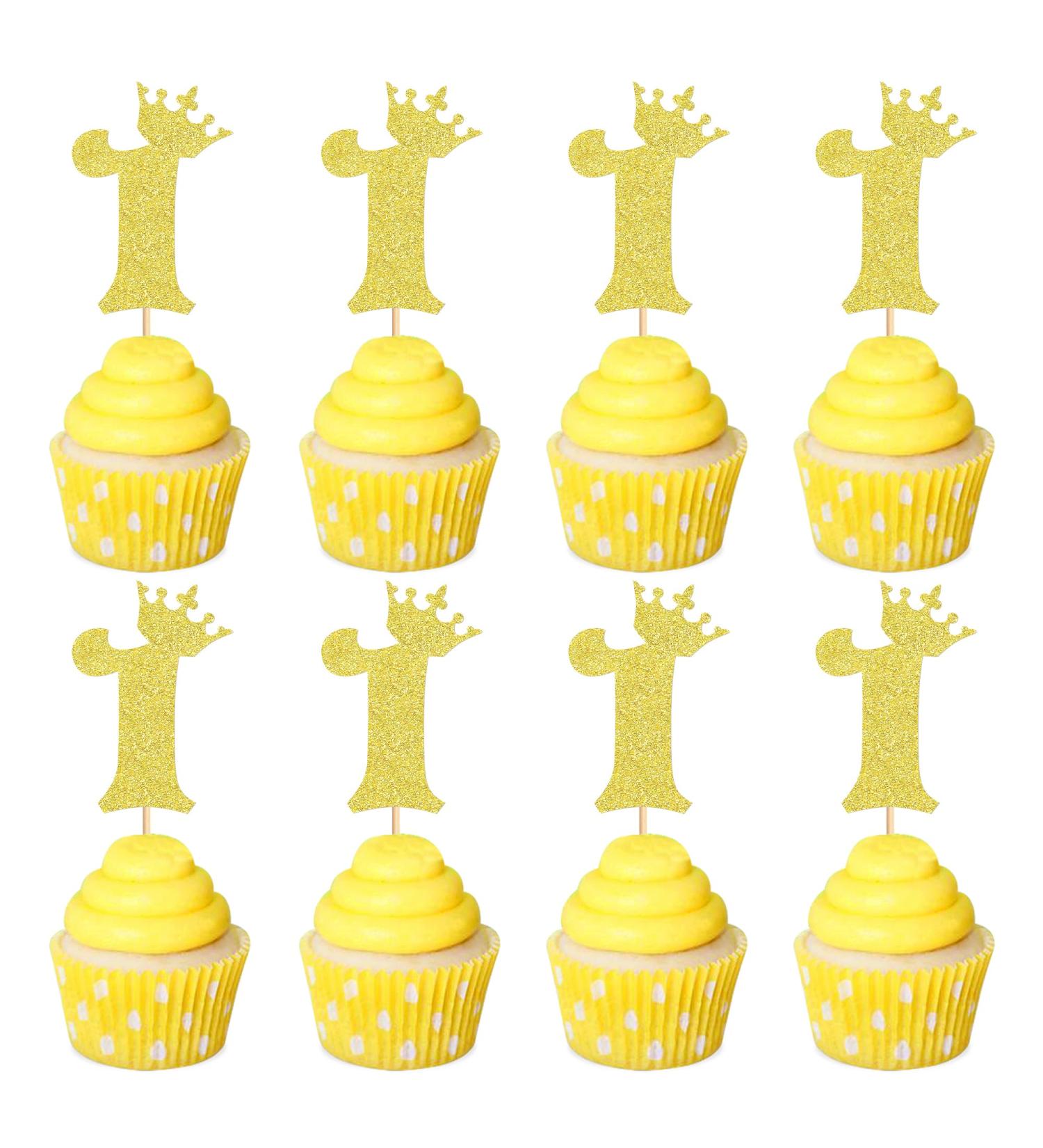 Ercadio 24 Pack Number 1 Cupcake Toppers 1st Birthday Cupcake Toppers Gold Glitter Number 1 Cupcake Picks First Happy Birthday Decorations for Baby Shower Anniversary Party Cake Supplies 1 Gold - Buy Online on GoSupps.com
