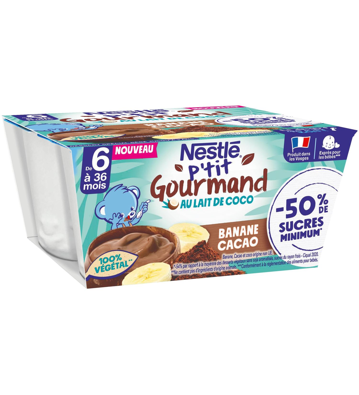 Nestl P'tit Gourmand Vegetal Banana Cocoa - From 6 Months - 4x90g - Buy Online on GoSupps.com