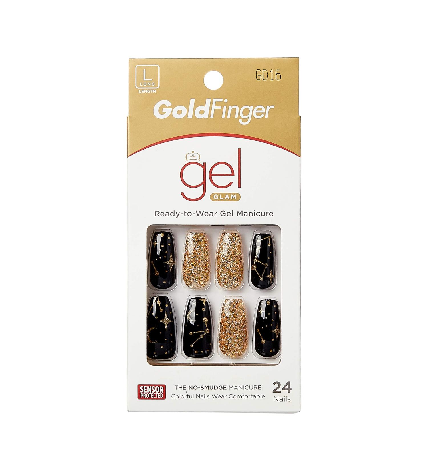 Gold Finger Gel Glam Design Press On Nails Kit - Long Length (GD16) - Buy Online on GoSupps.com