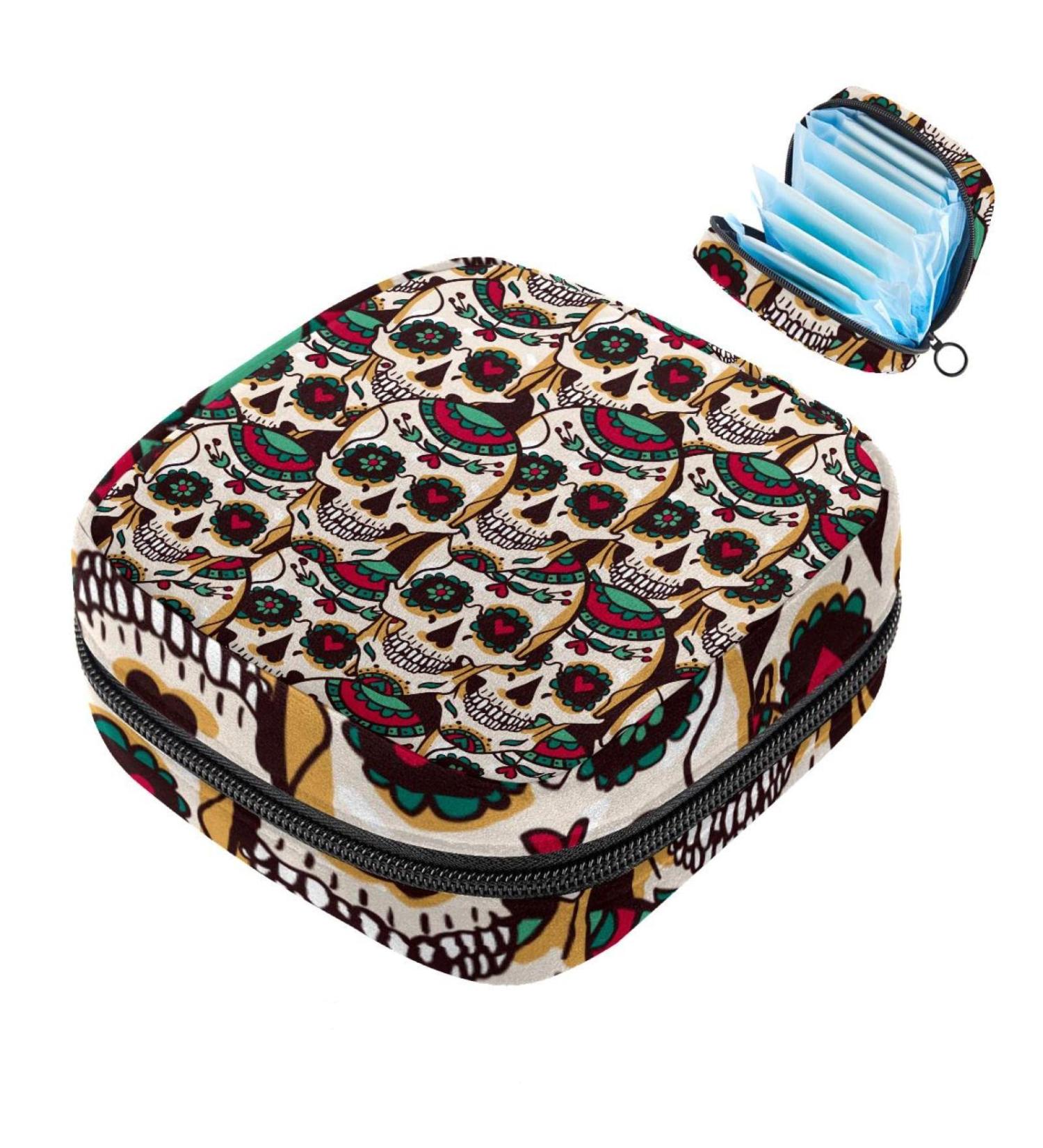 Vintage Skull Mexico Panty Liners and Menstrual Pads - Small Period Bag for Travel - Multi-colored - Buy Online on GoSupps.com