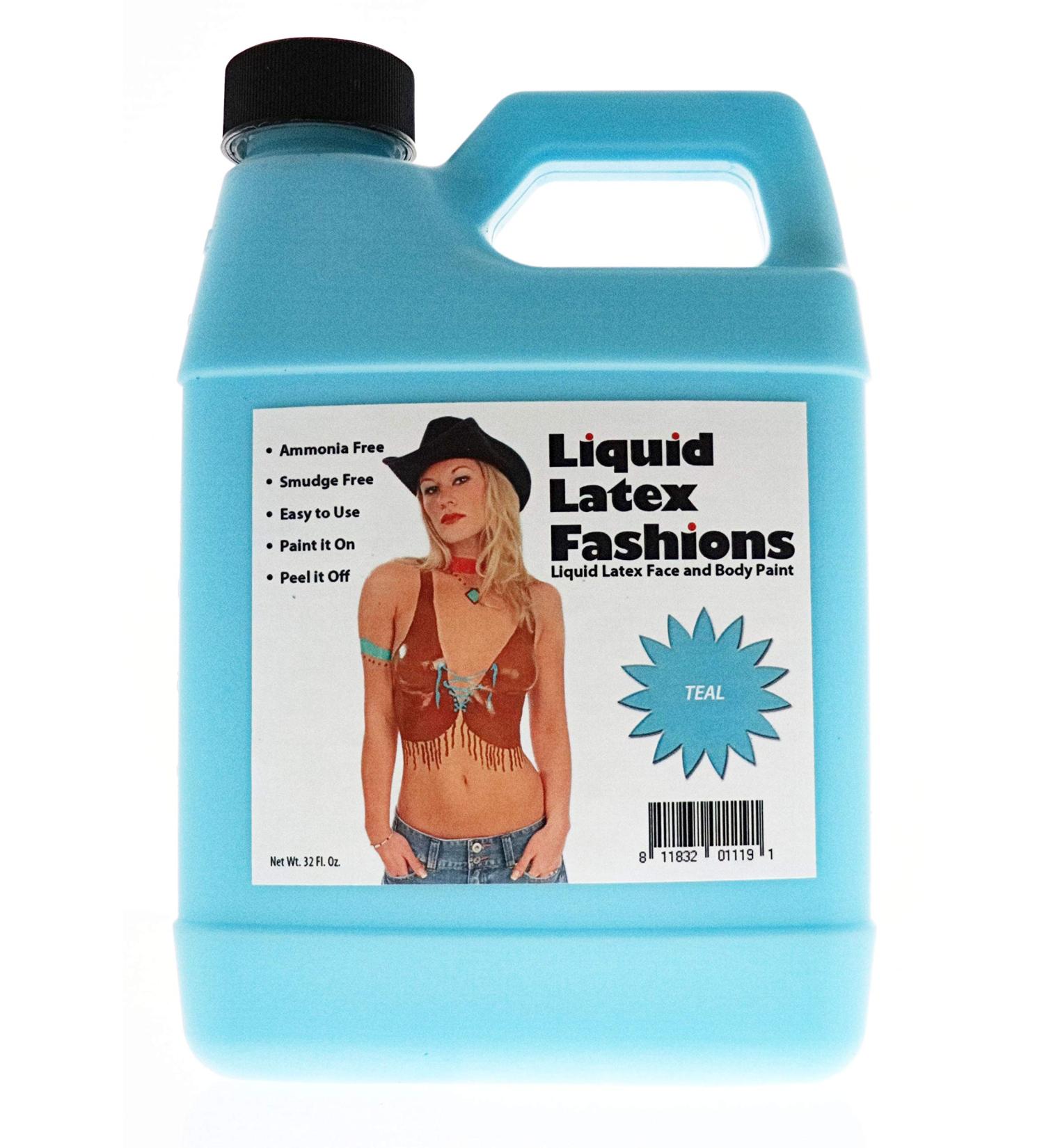 Ammonia-Free 32oz Teal Liquid Latex Body Paint by Liquid Latex Fashions - Buy Online on GoSupps.com