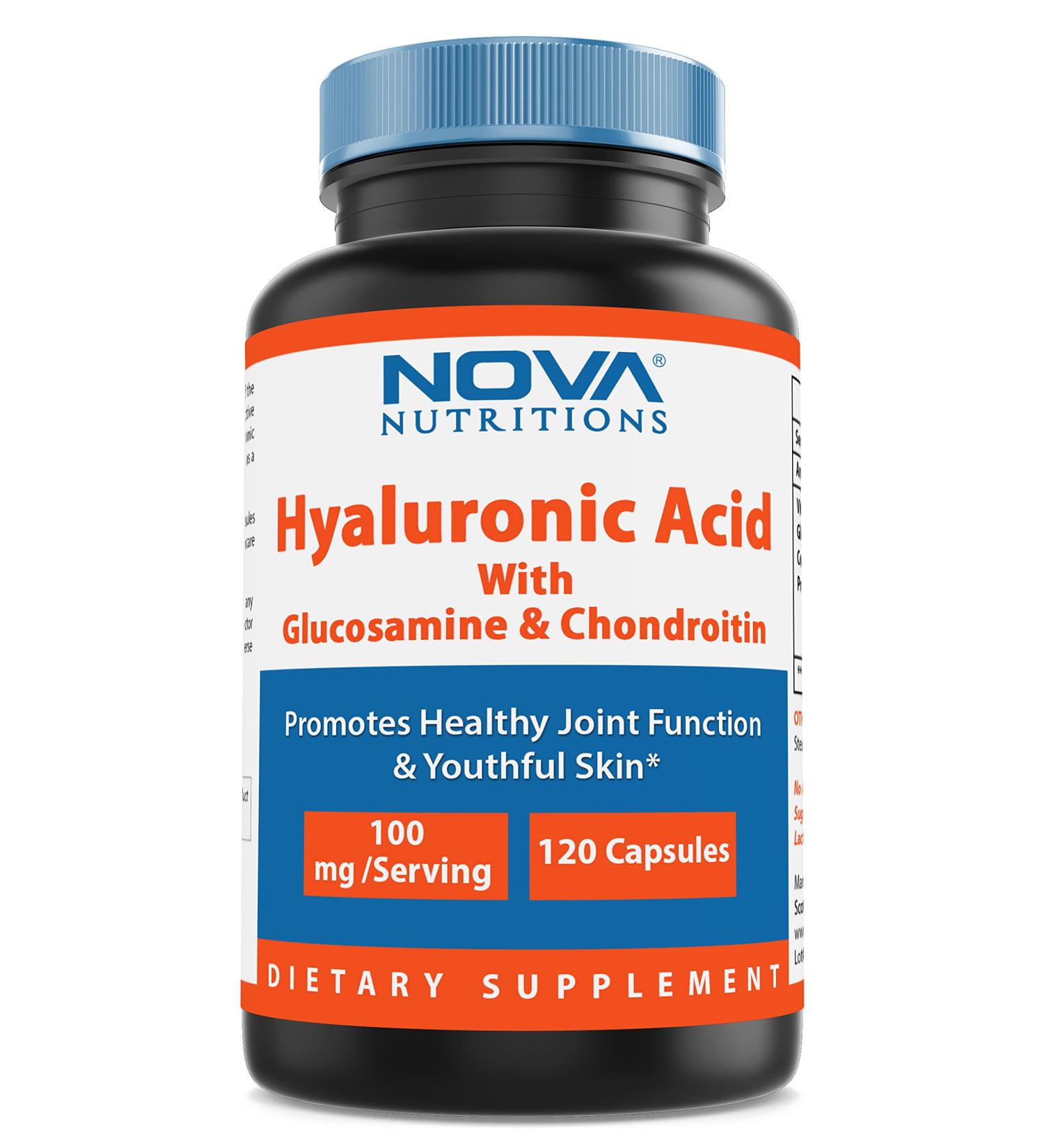 Nova Nutritions Hyaluronic Acid 100mg - Youthful Skin & Joint Health - 120 Capsules - Buy Online on GoSupps.com