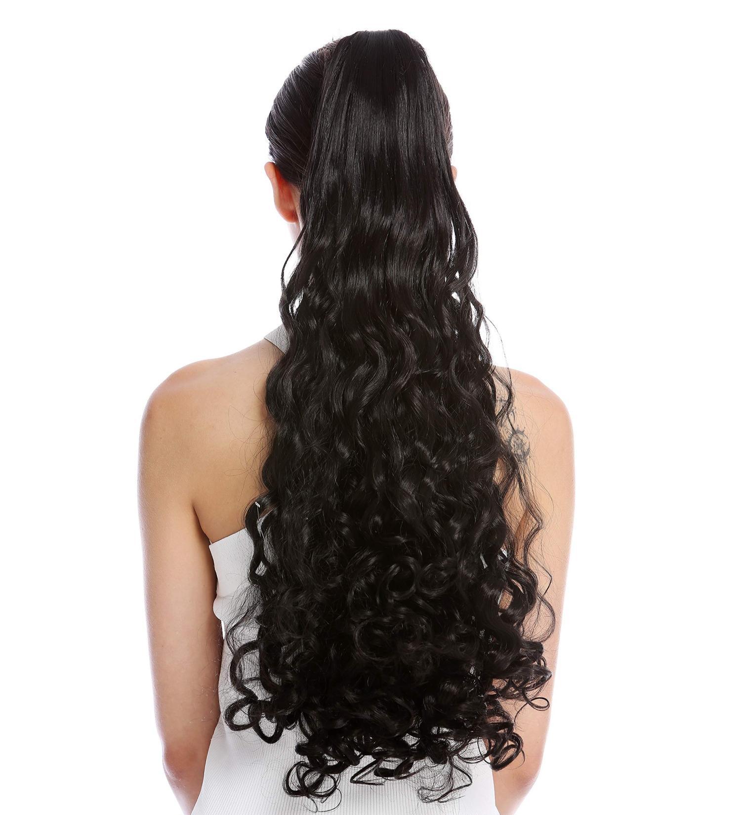 WIG ME UP N440-V-2 Hairpiece Braid Ponytail Curls - 60 cm Long Black & Black-Brown (2) - Shop Internationally for Stunning Hairpieces! - Buy Online on GoSupps.com