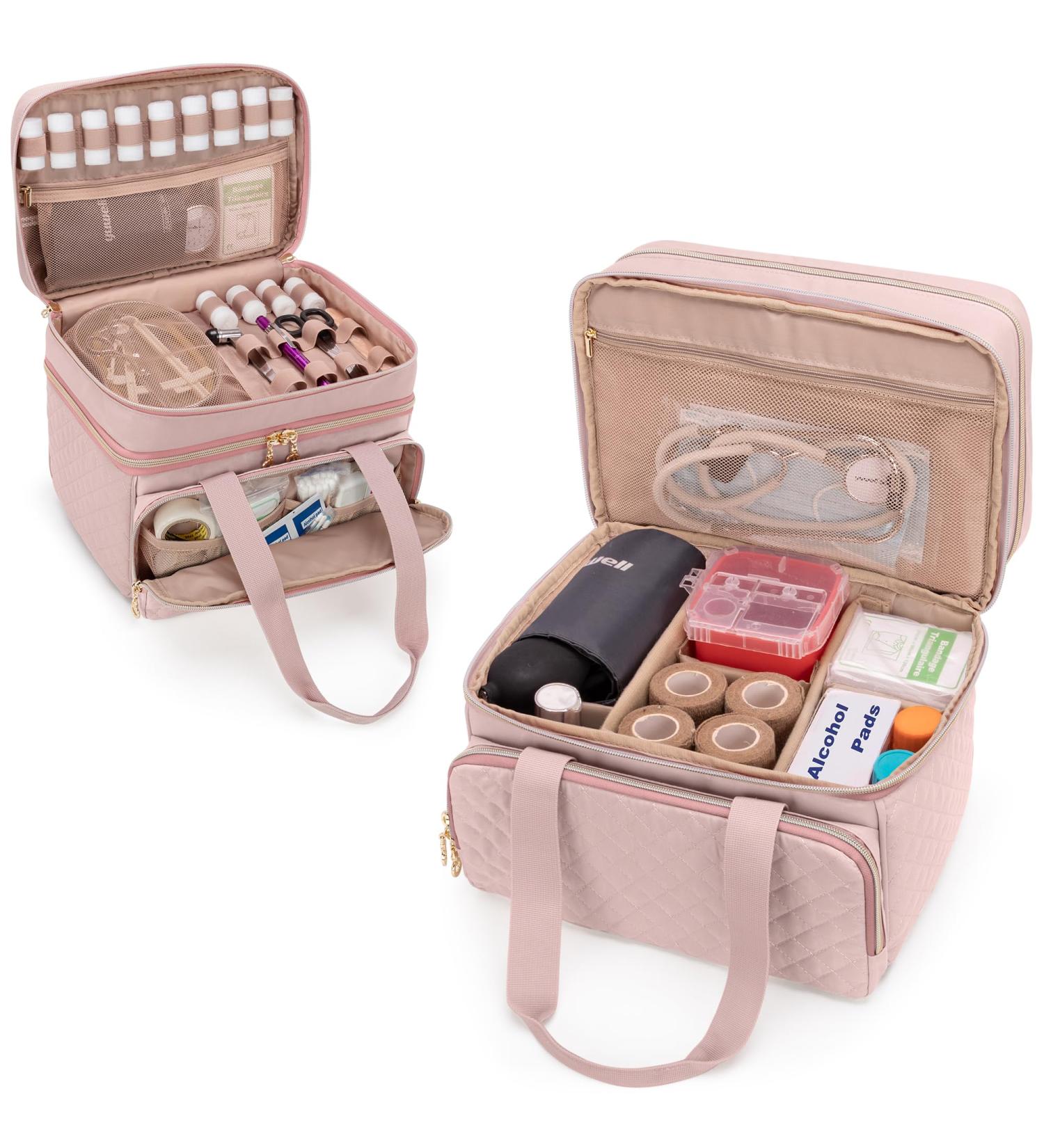 Yarwo Double-Layer Pill Organizer - Portable Medication Travel Bag with Dividers & Lockable Zippers - Pink - Perfect for Home & Outdoor First Aid Supplies - Buy Online on GoSupps.com